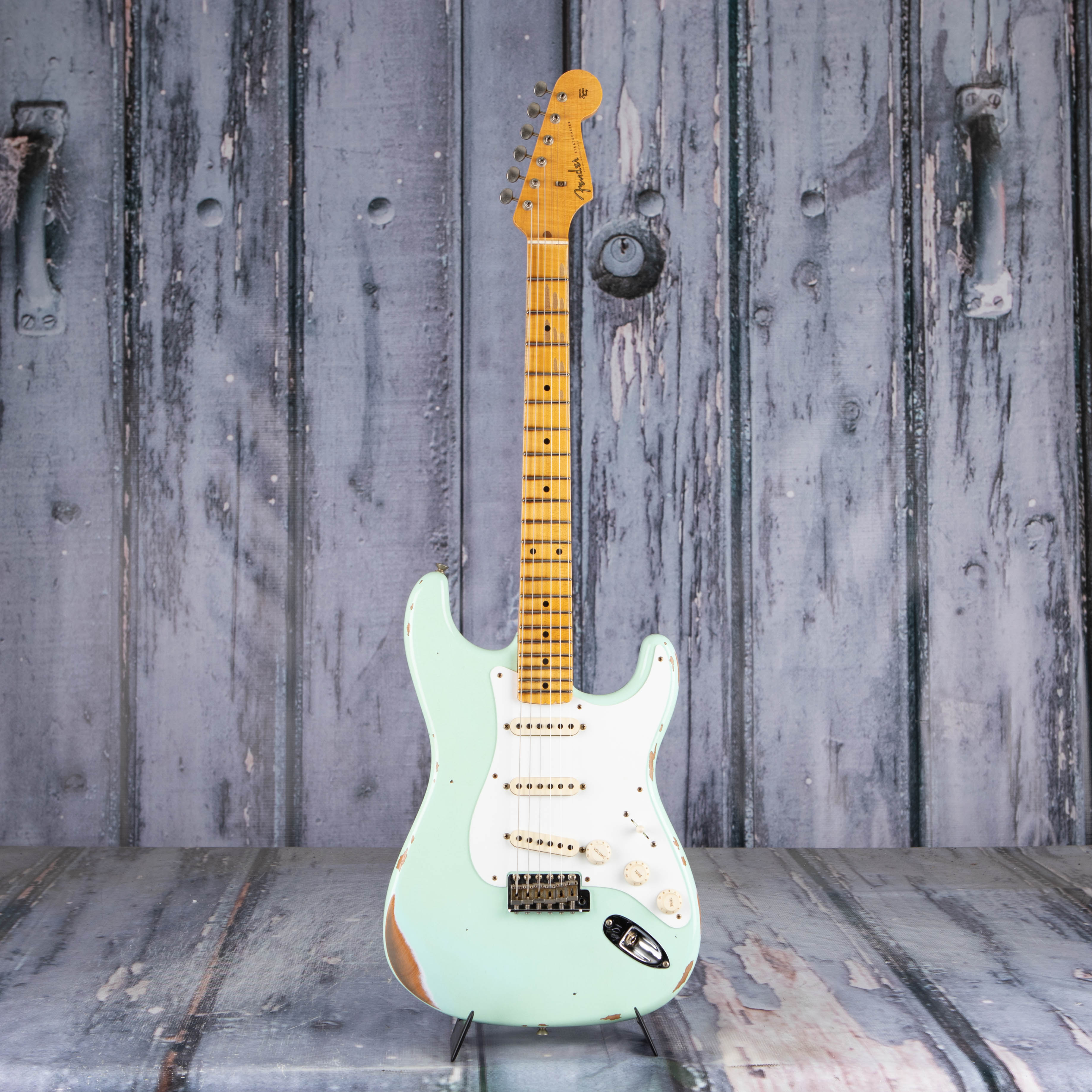 Fender Custom Shop '58 Stratocaster Relic Electric Guitar, Super Faded Aged Surf Green, front