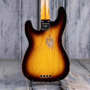 Fender Custom Shop Limited 1953 Precision Bass Heavy Relic Electric Bass Guitar, Faded Aged 2-Color Sunburst, back closeup