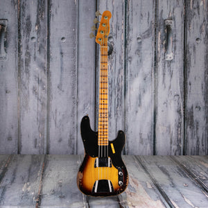 Fender Custom Shop Limited 1953 Precision Bass Heavy Relic Electric Bass Guitar, Faded Aged 2-Color Sunburst, front