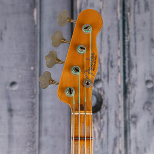 Fender Custom Shop Limited 1953 Precision Bass Heavy Relic Electric Bass Guitar, Faded Aged 2-Color Sunburst, front headstock