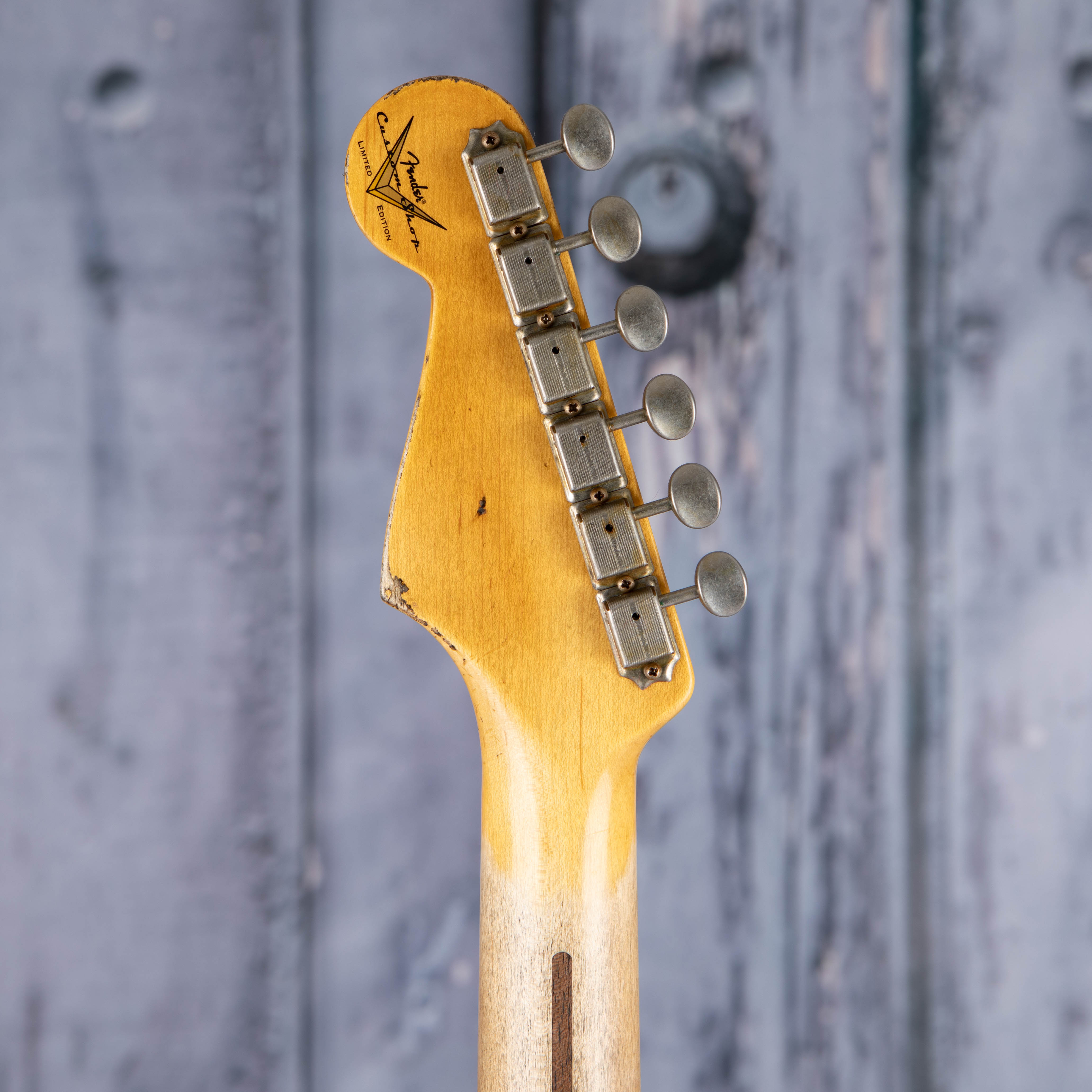 Fender Custom Shop Limited 1956 Stratocaster Heavy Relic Electric Guitar, Faded Aged Tahitian Coral, back headstock