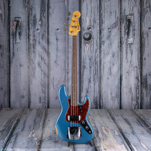 Fender Custom Shop Limited 1960 Jazz Bass Relic Electric Bass Guitar, Aged Lake Placid Blue, front