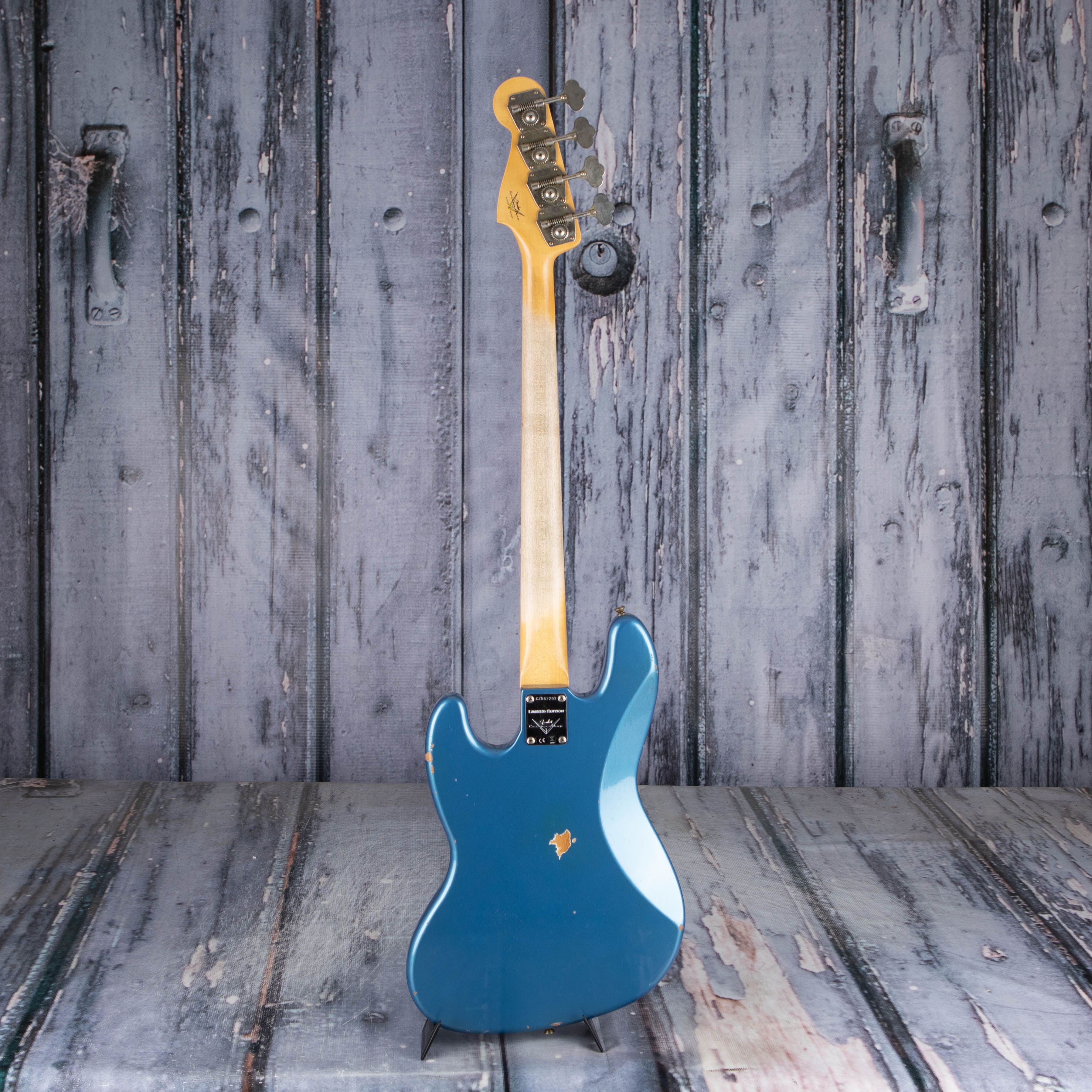 Fender Custom Shop Limited 1960 Jazz Bass Relic Electric Bass Guitar, Aged Lake Placid Blue, back