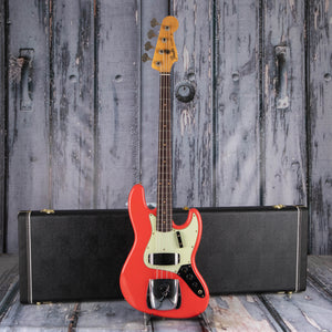 Fender Custom Shop Limited 1964 Jazz Bass Journeyman Relic Electric Bass Guitar, Aged Fiesta Red, case