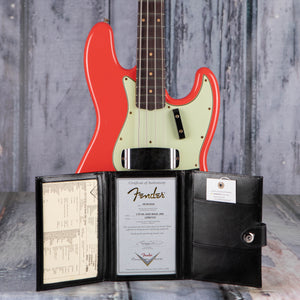 Fender Custom Shop Limited 1964 Jazz Bass Journeyman Relic Electric Bass Guitar, Aged Fiesta Red, coa