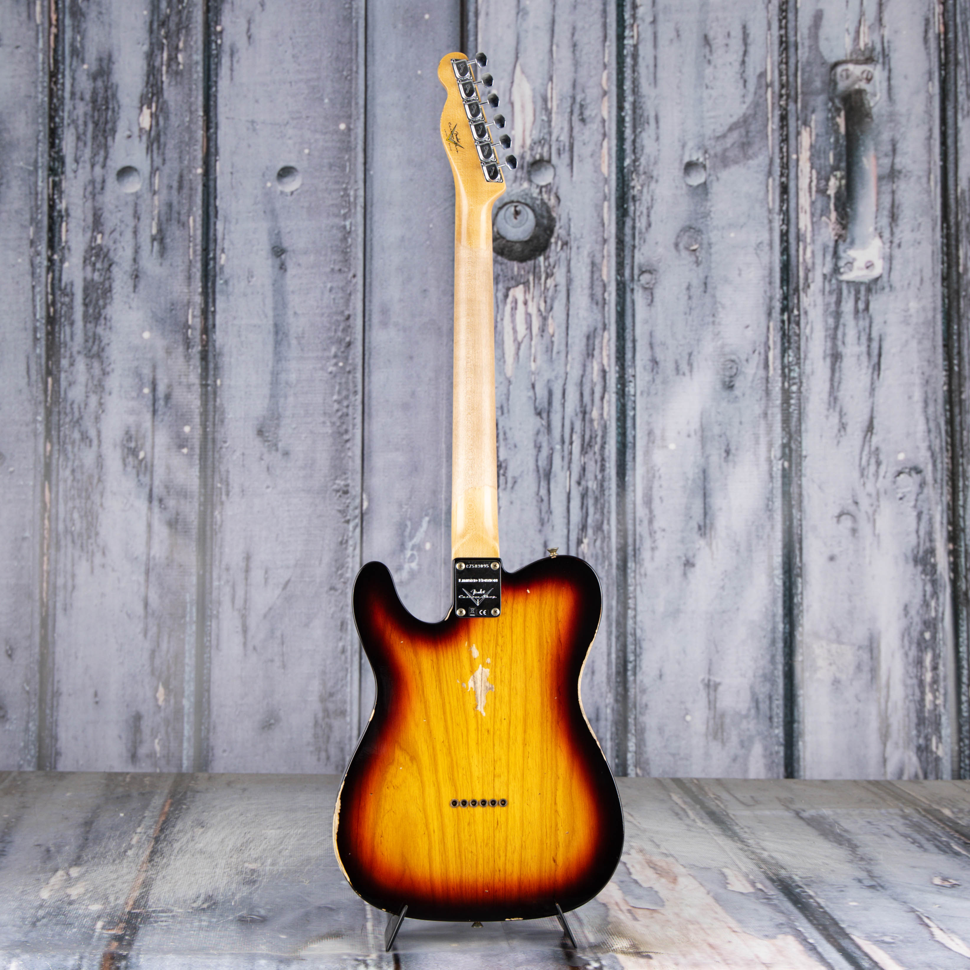 Fender Custom Shop Limited Bobbed Telecaster Thinline Relic Electric Guitar, 3-Tone Sunburst, back