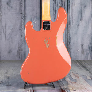 Fender Custom Shop Limited Edition 1960 Jazz Bass Relic Electric Bass Guitar, Super Faded Aged Tahitian Coral, back closeup