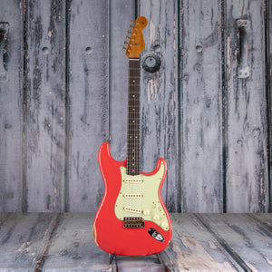 Fender Custom Shop Limited Edition 1963 Stratocaster Relic Electric Guitar, Aged Fiesta Red, front