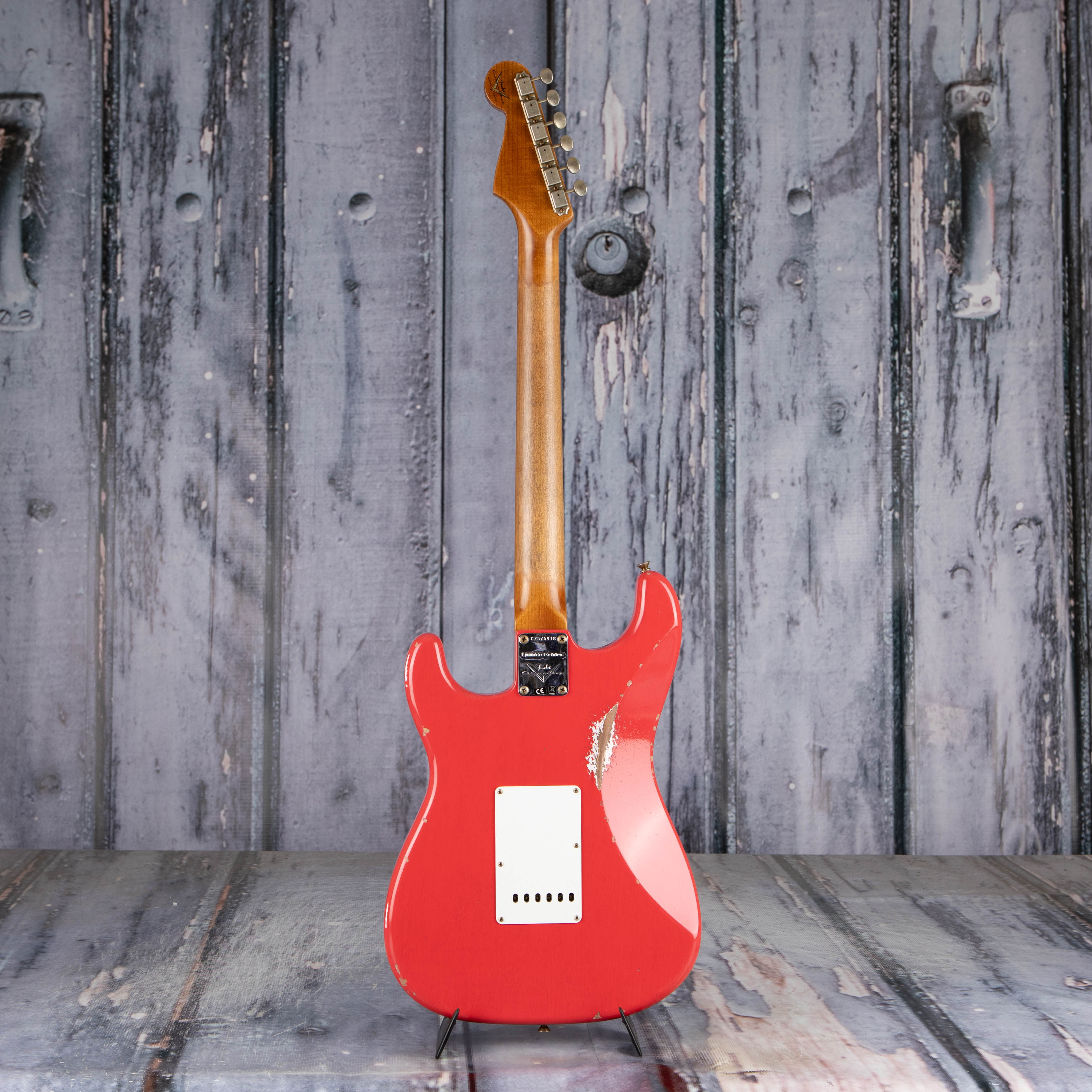 Fender Custom Shop Limited Edition 1963 Stratocaster Relic Electric Guitar, Aged Fiesta Red, back