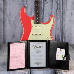Fender Custom Shop Limited Edition 1963 Stratocaster Relic Electric Guitar, Aged Fiesta Red, coa
