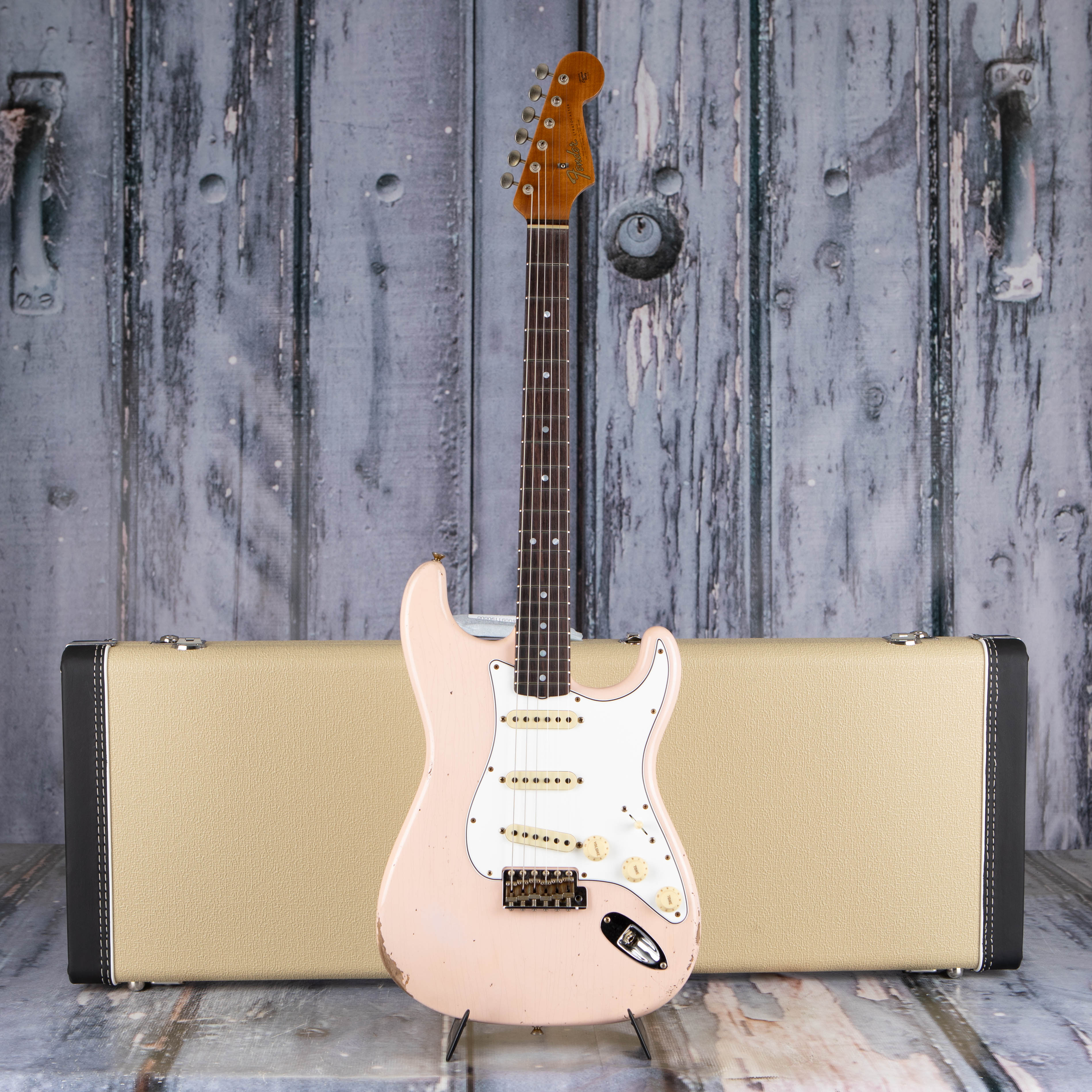 Fender Custom Shop Limited Edition 1964 Straotcaster Relic Electric Guitar, Super Faded Aged Shell Pink, case