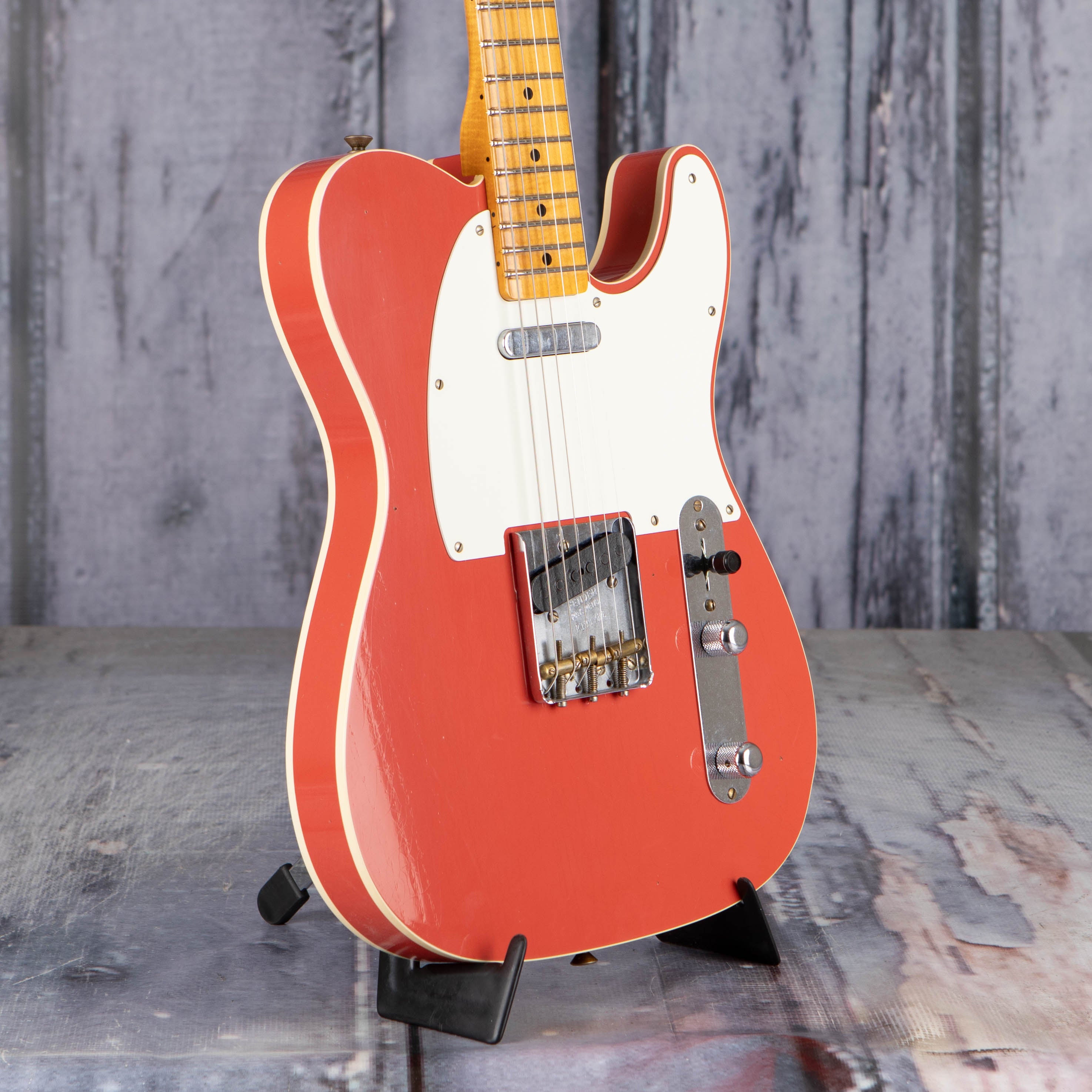 Fender Custom Shop Limited Edition '50s Twisted Telecaster Custom Journeyman Relic Electric Guitar, Aged Tahitian Coral, angle