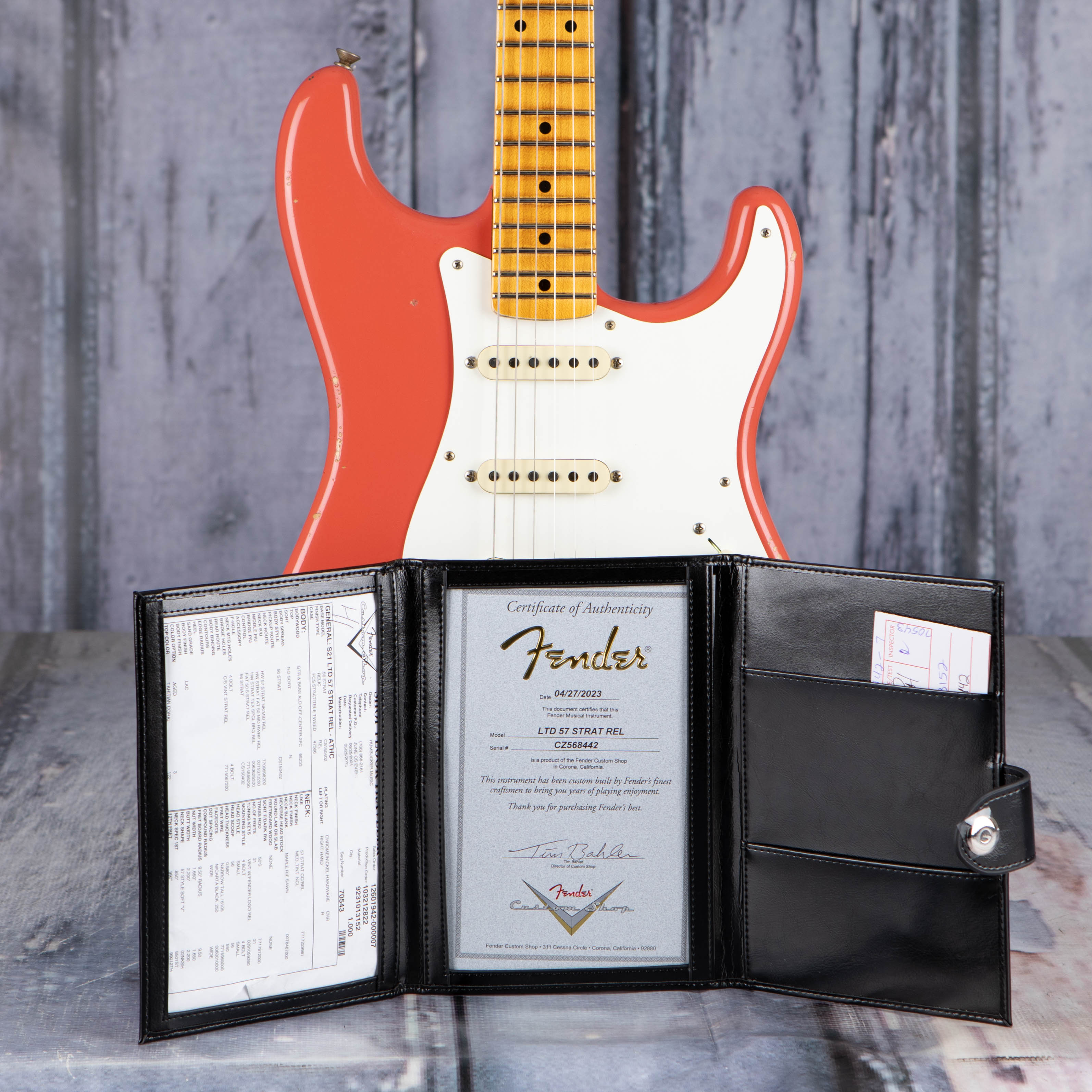 Fender Custom Shop Limited Edition '57 Stratocaster Relic Electric Guitar, Aged Tahitian Coral, coa