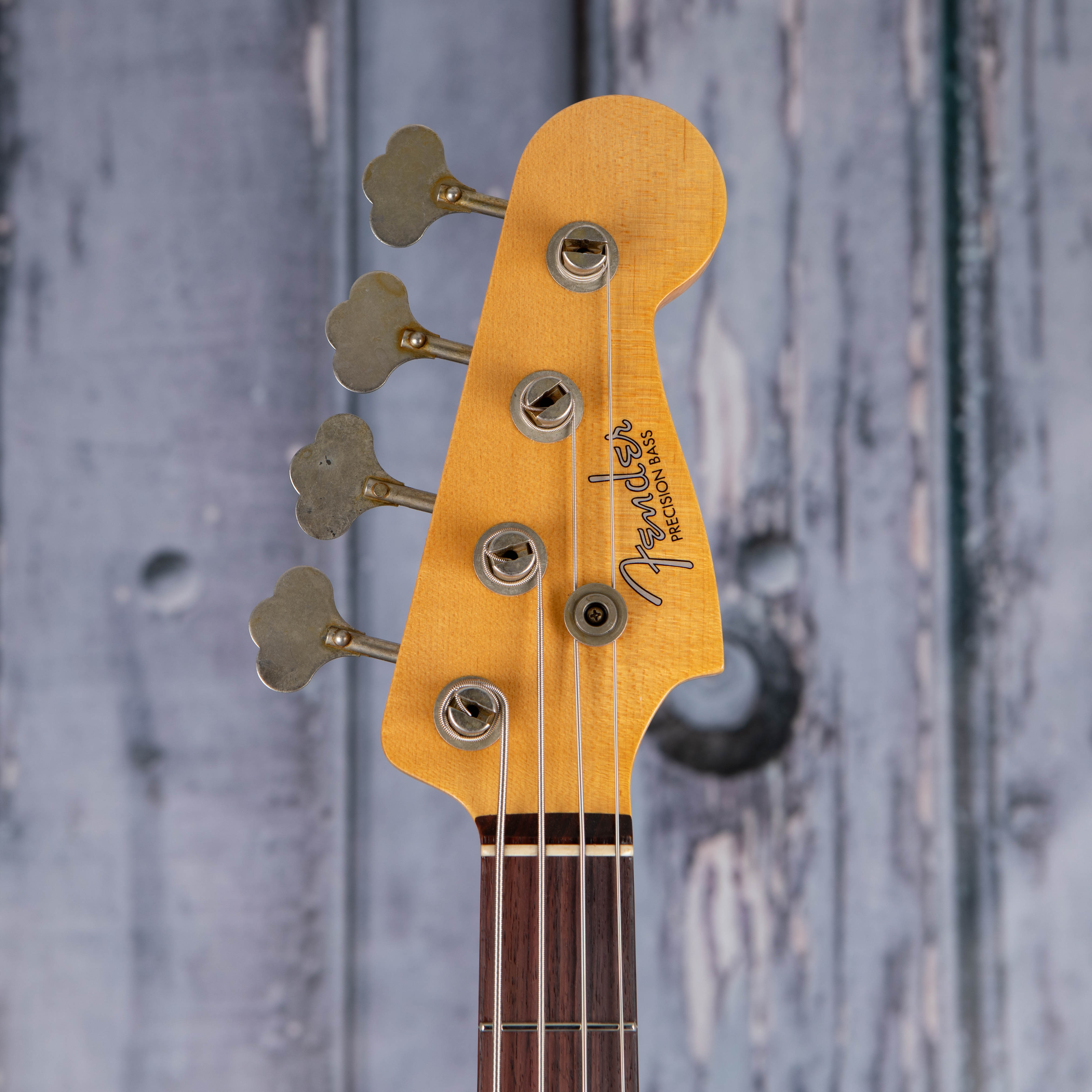 Fender Custom Shop Limited Edition '59 Precision Bass Journeyman Relic Electric Bass Guitar, Chocolate 3-Color Sunburst, front headstock
