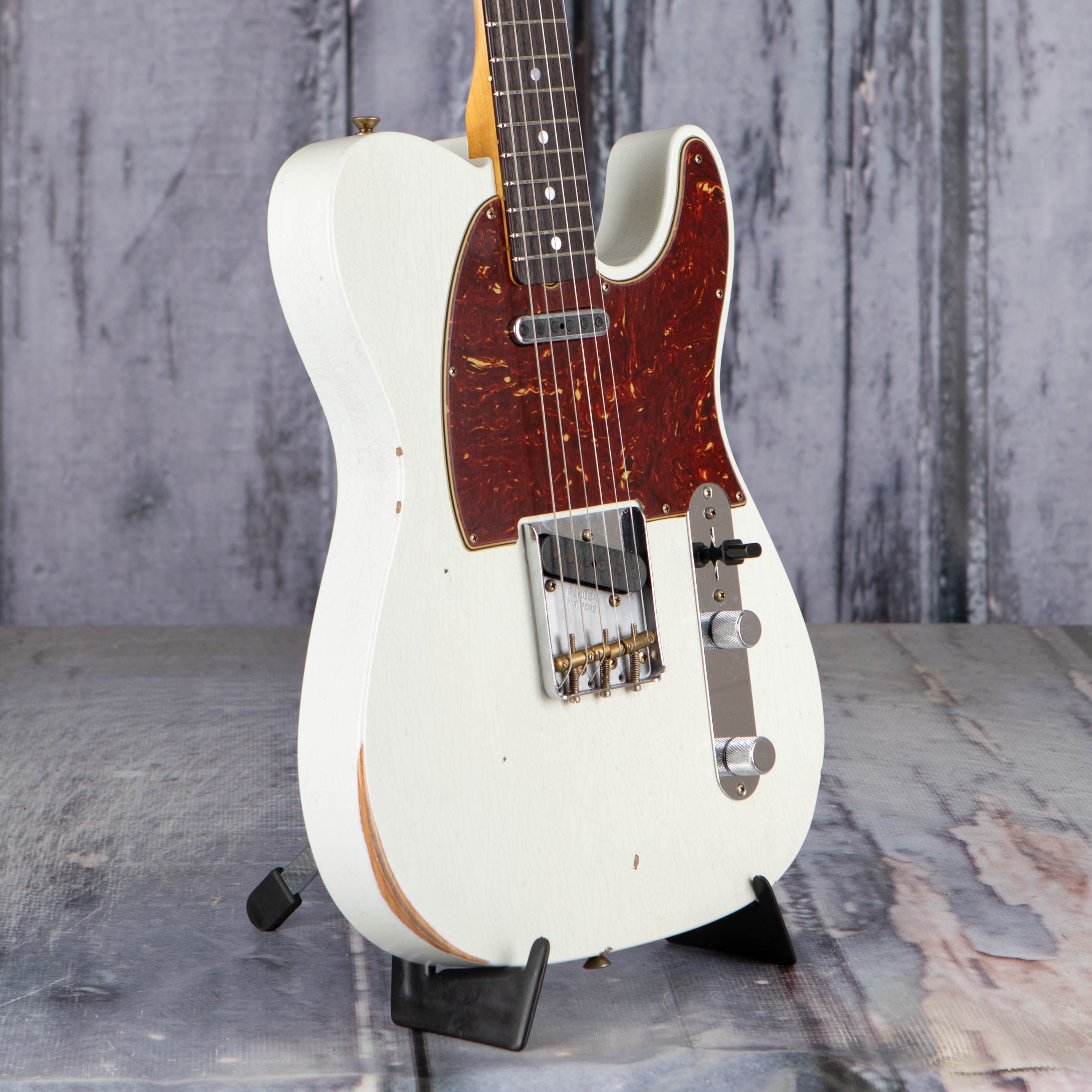 Fender Custom Shop Limited Edition '64 Telecaster Relic Electric Guitar, Aged Olympic White, angle