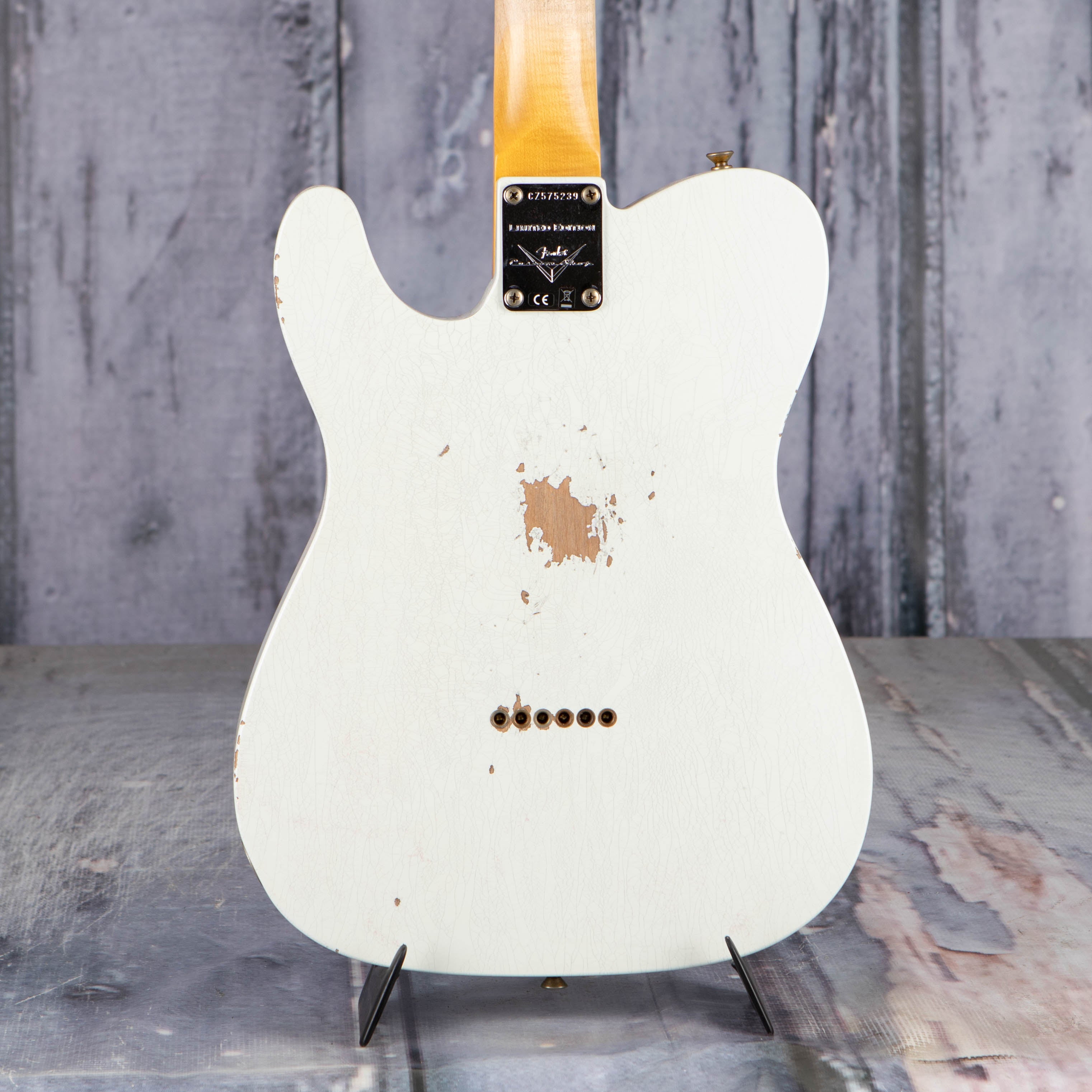 Fender Custom Shop Limited Edition '64 Telecaster Relic Electric Guitar, Aged Olympic White, back closeup