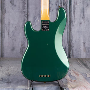 Fender Custom Shop Limited Edition Precision Bass Special Journeyman Relic Electric Bass Guitar, Aged Sherwood Green Metallic, back closeup