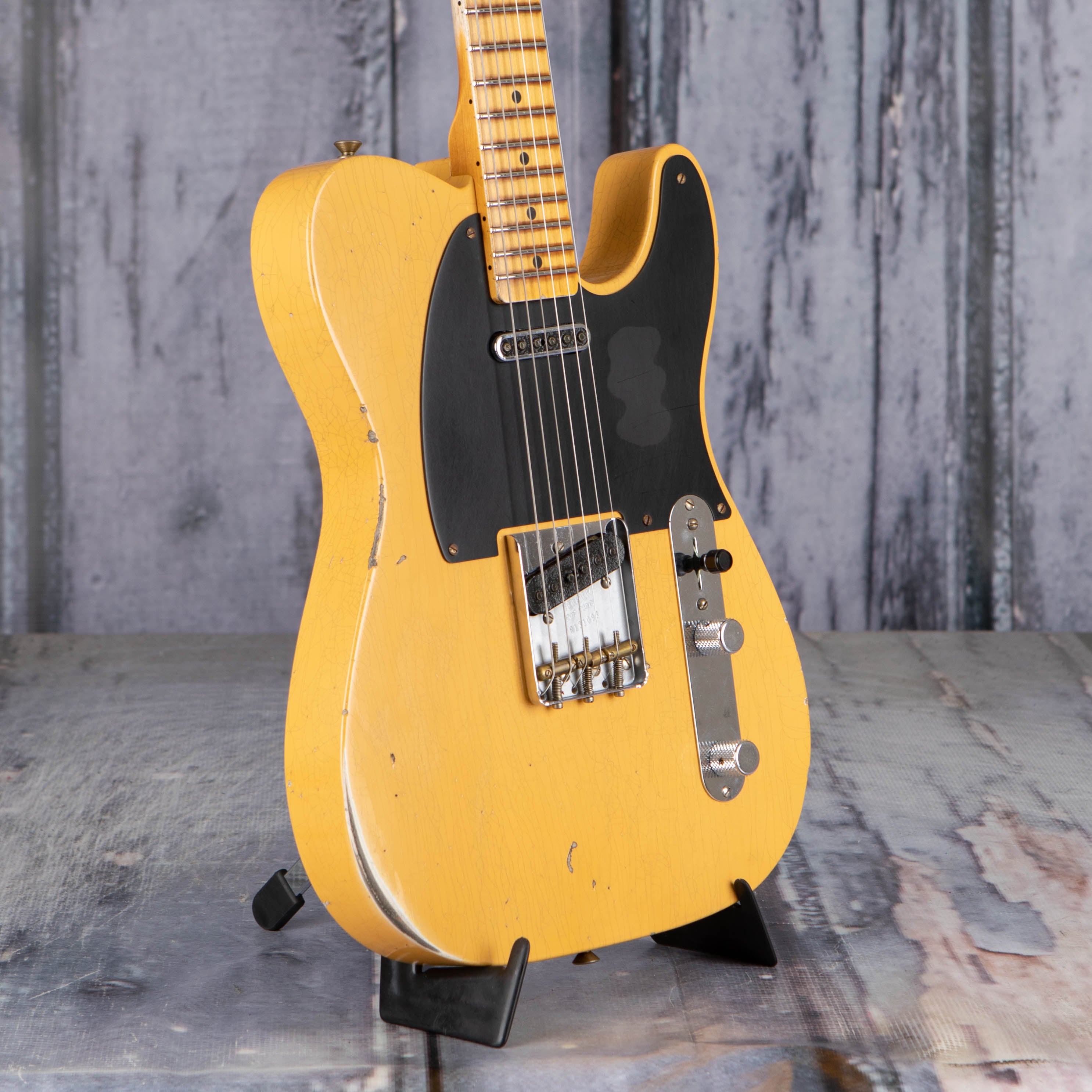 Fender Custom Shop Limited Tomatillo BG Telecaster Relic Electric Guitar, Aged Nocaster Blonde, angle