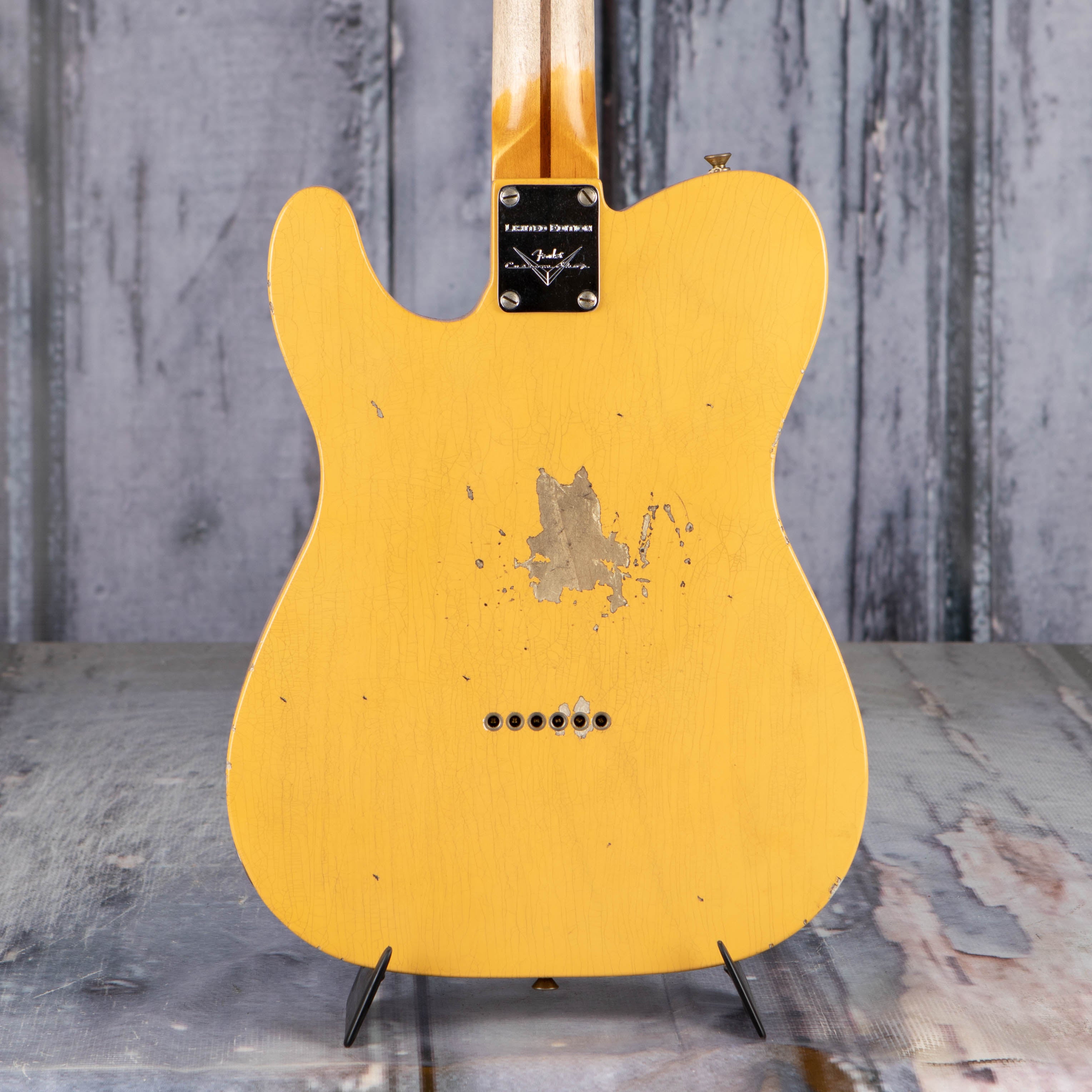 Fender Custom Shop Limited Tomatillo BG Telecaster Relic Electric Guitar, Aged Nocaster Blonde, back closeup