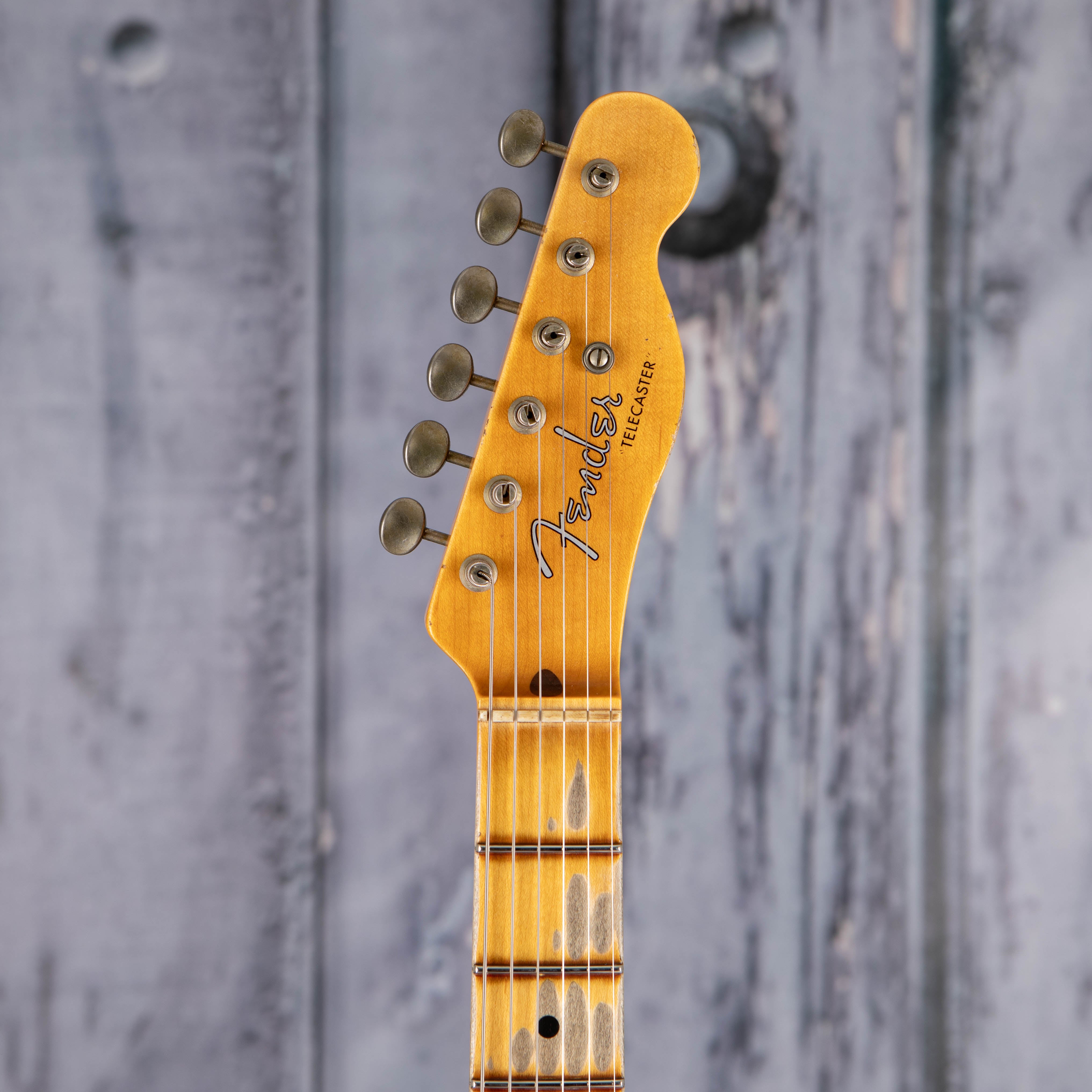 Fender Custom Shop Limited Tomatillo BG Telecaster Relic Electric Guitar, Aged Nocaster Blonde, front headstock