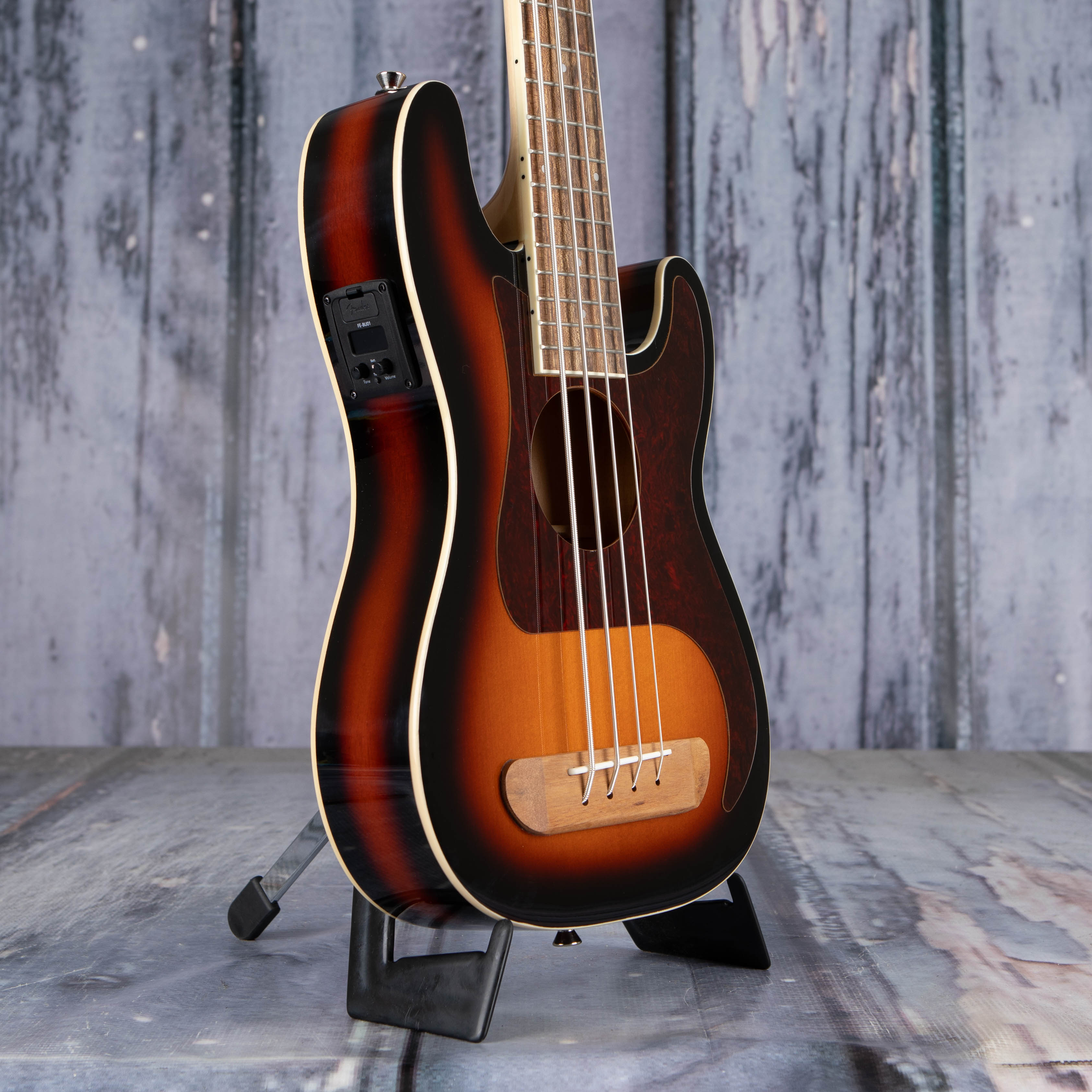 Fender Fullterton Precision Bass Ukulele, 3-Color Sunburst, angle