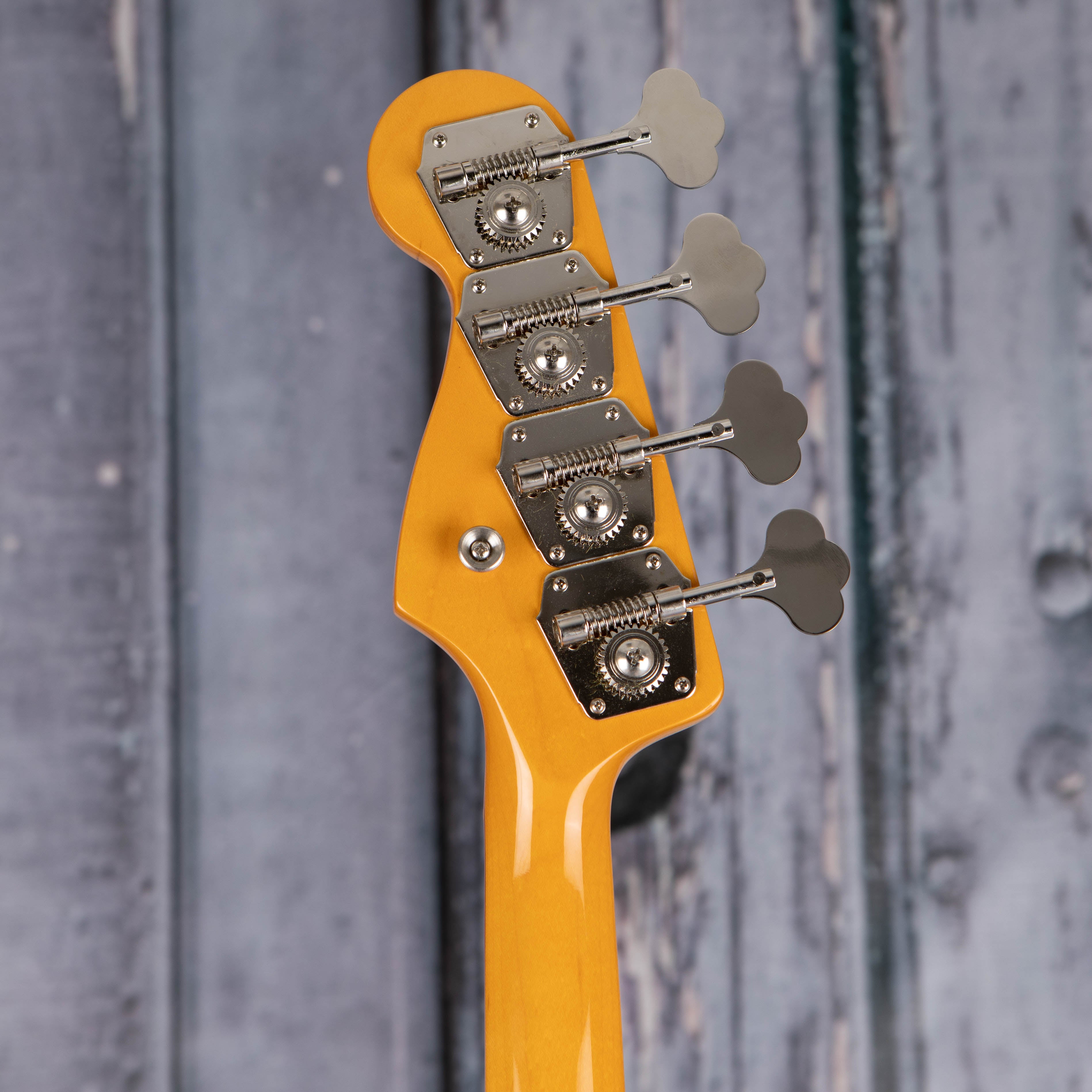 Fender Jaco Pastorius Jazz Bass Guitar, 3-Color Sunburst, back headstock