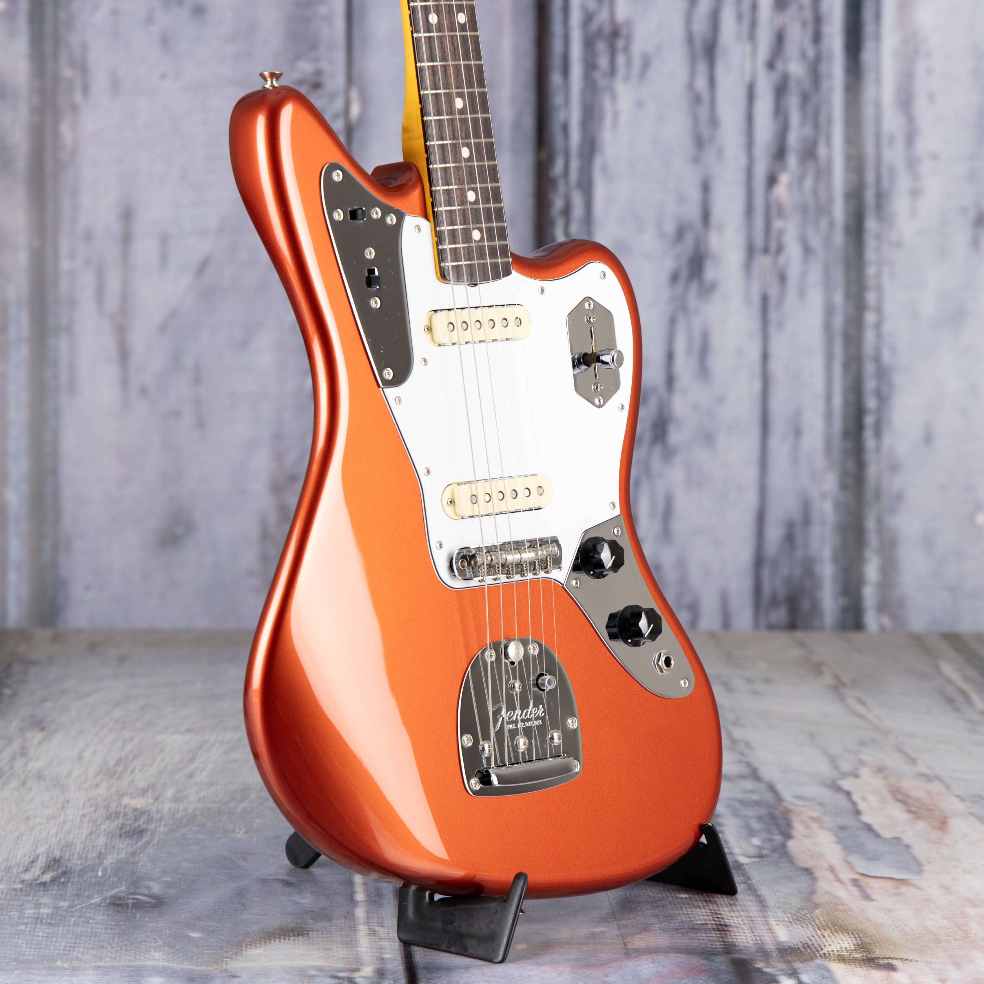 Fender Johnny Marr Jaguar Electric Guitar, Metallic KO, angle