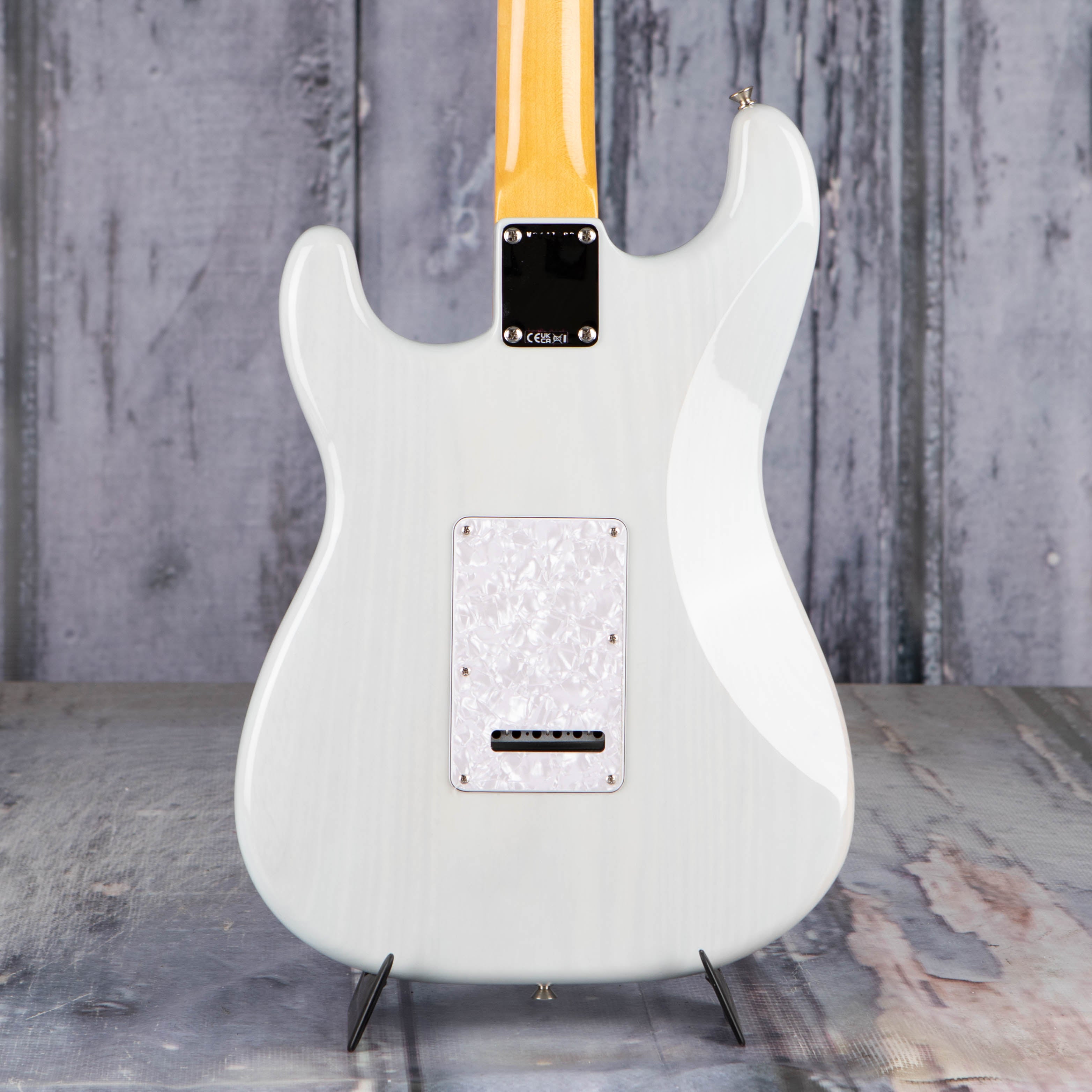 Fender Kenny Wayne Shepherd Stratocaster Electric Guitar, Transparent Faded Sonic Blue, back closeup