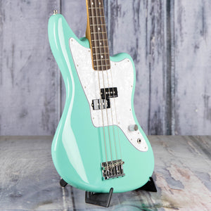 Fender Limited Edition Mark Hoppus Jaguar Electric Bass Guitar, Sea Foam Green, angle