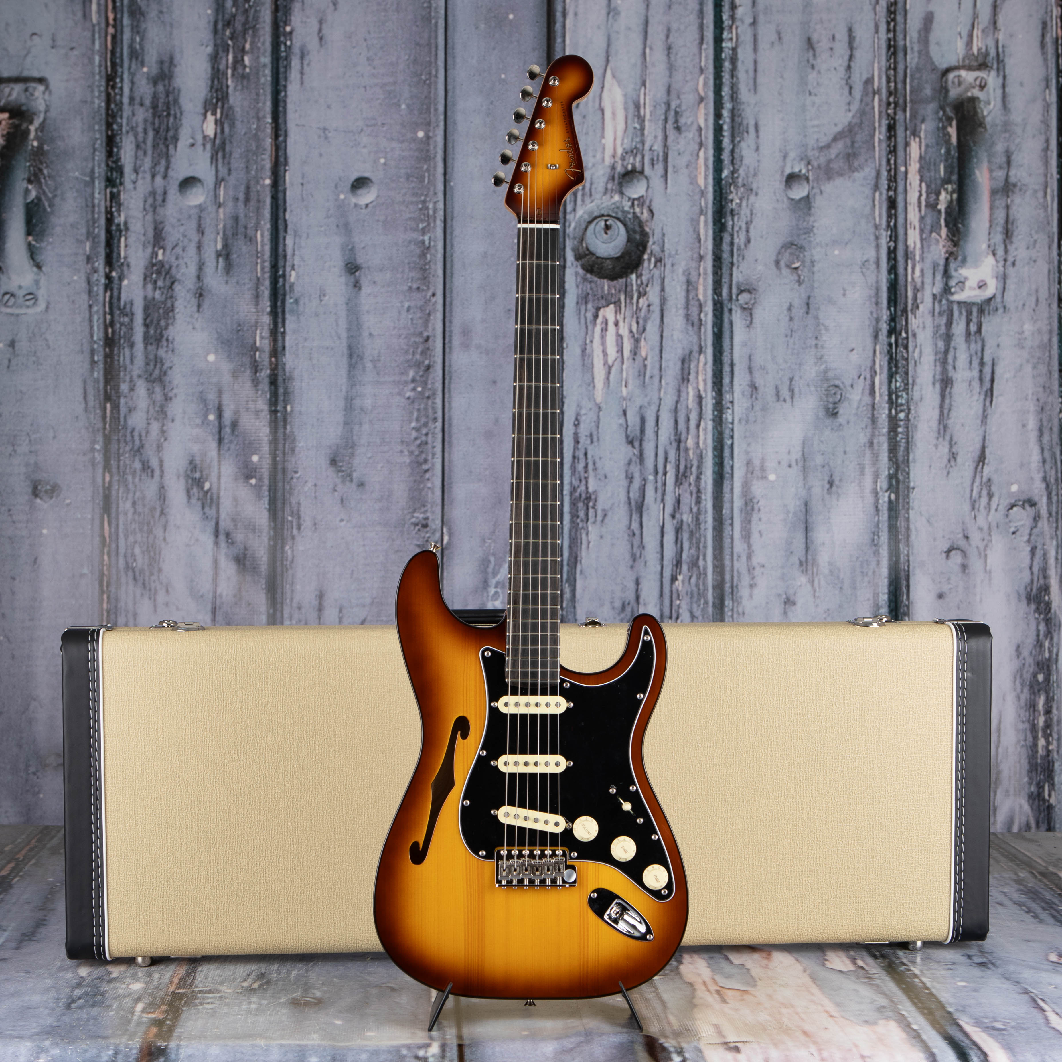 Fender Limited Edition Suona Stratocaster Thinline Semi-Hollowbody Guitar, Violin Burst, case