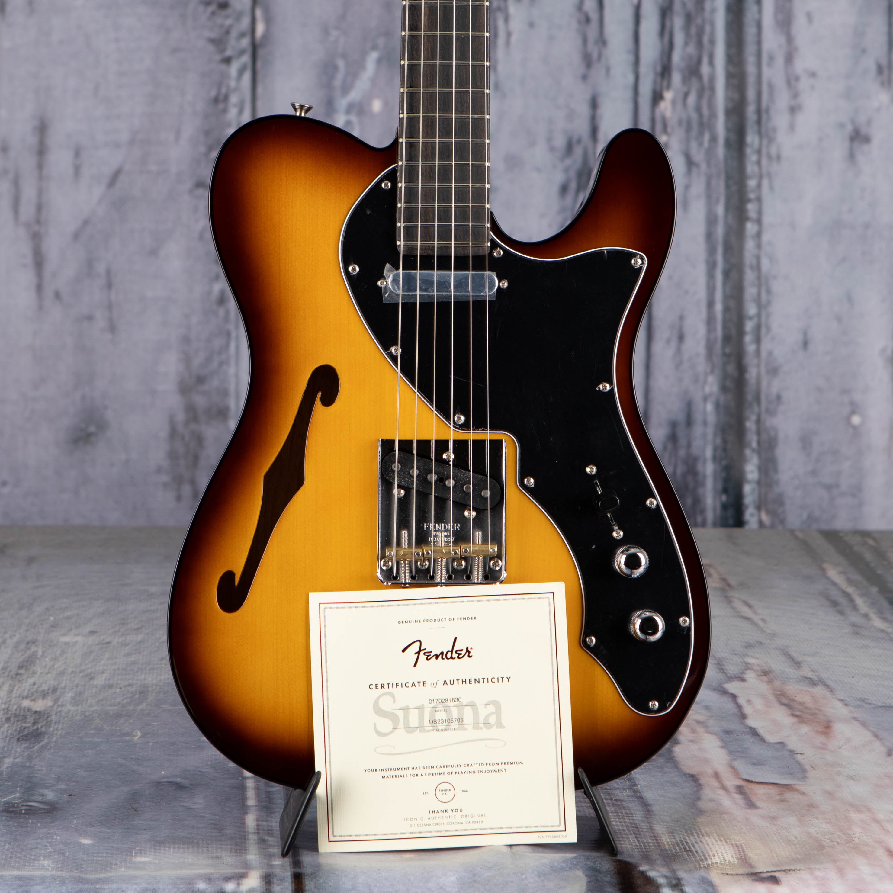 Fender Limited Edition Suona Telecaster Thinline Semi-Hollowbody Guitar, Violin Burst, coa