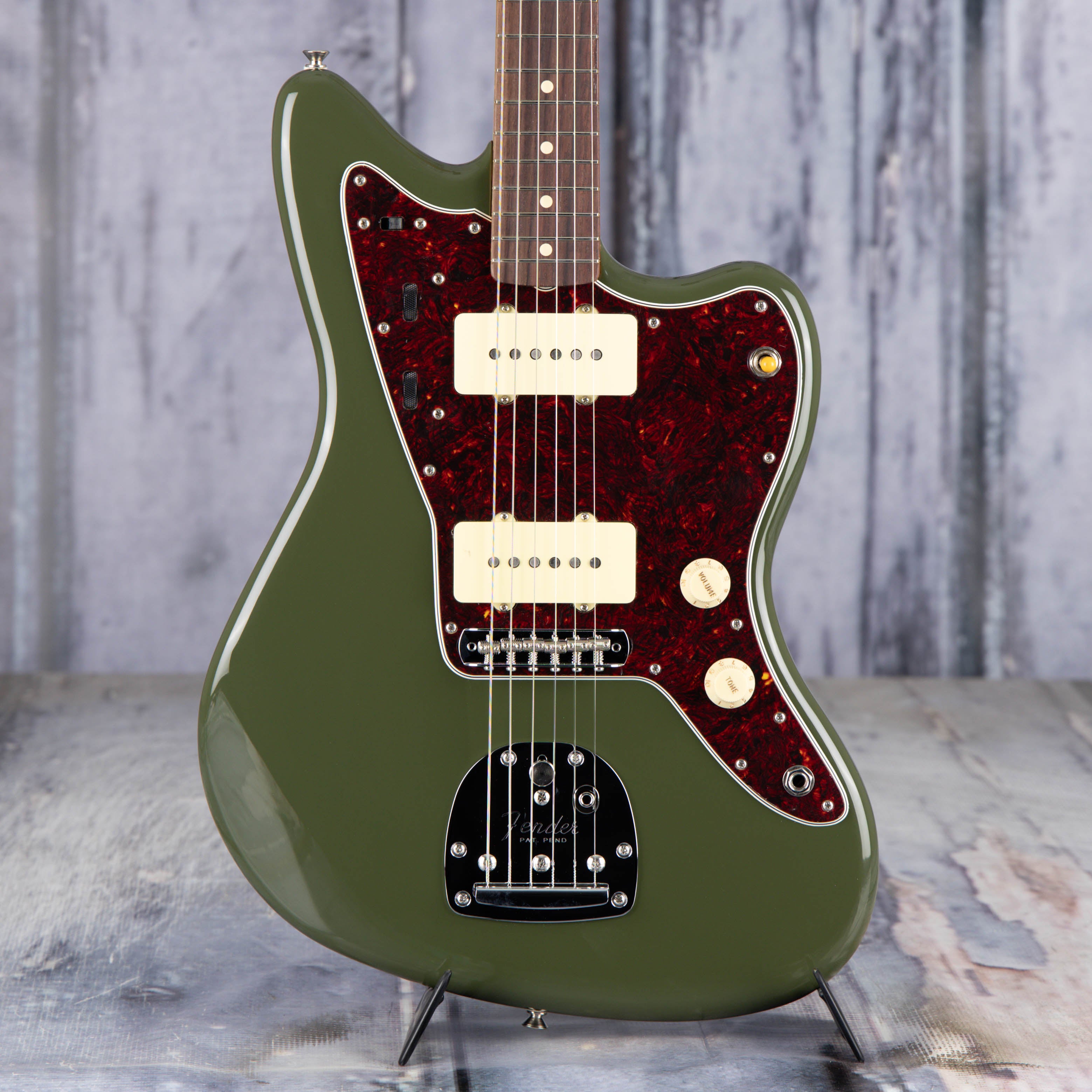 Fender Limited Edition Vintera II '50s Jazzmaster Electric Guitar, Olive, front closeup