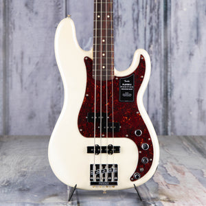 Fender Player II Modified Active Precision Bass Guitar, Olympic Pearl, front closeup