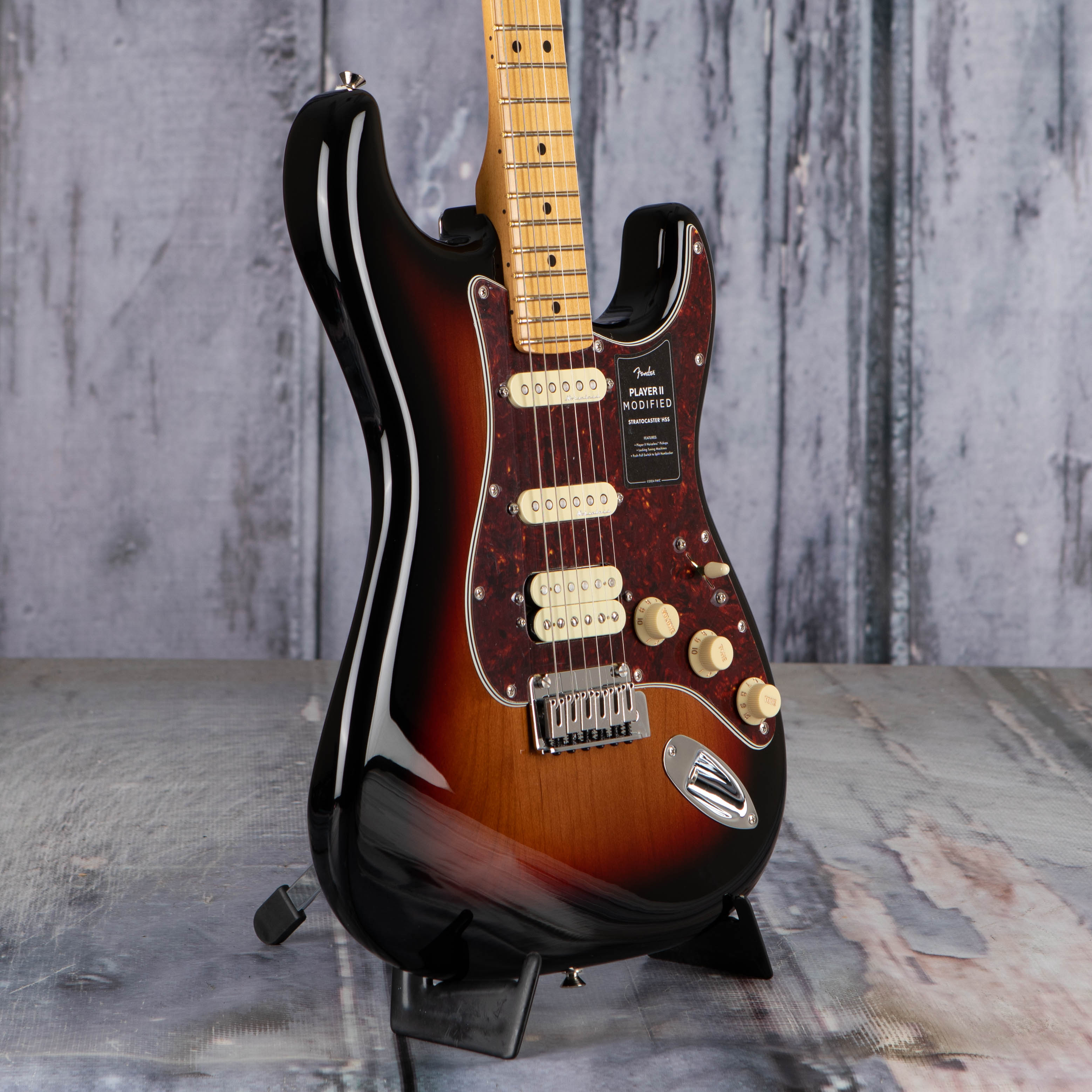 Fender Player II Modified Stratocaster HSS Electric Guitar, 3-Color Sunburst, angle