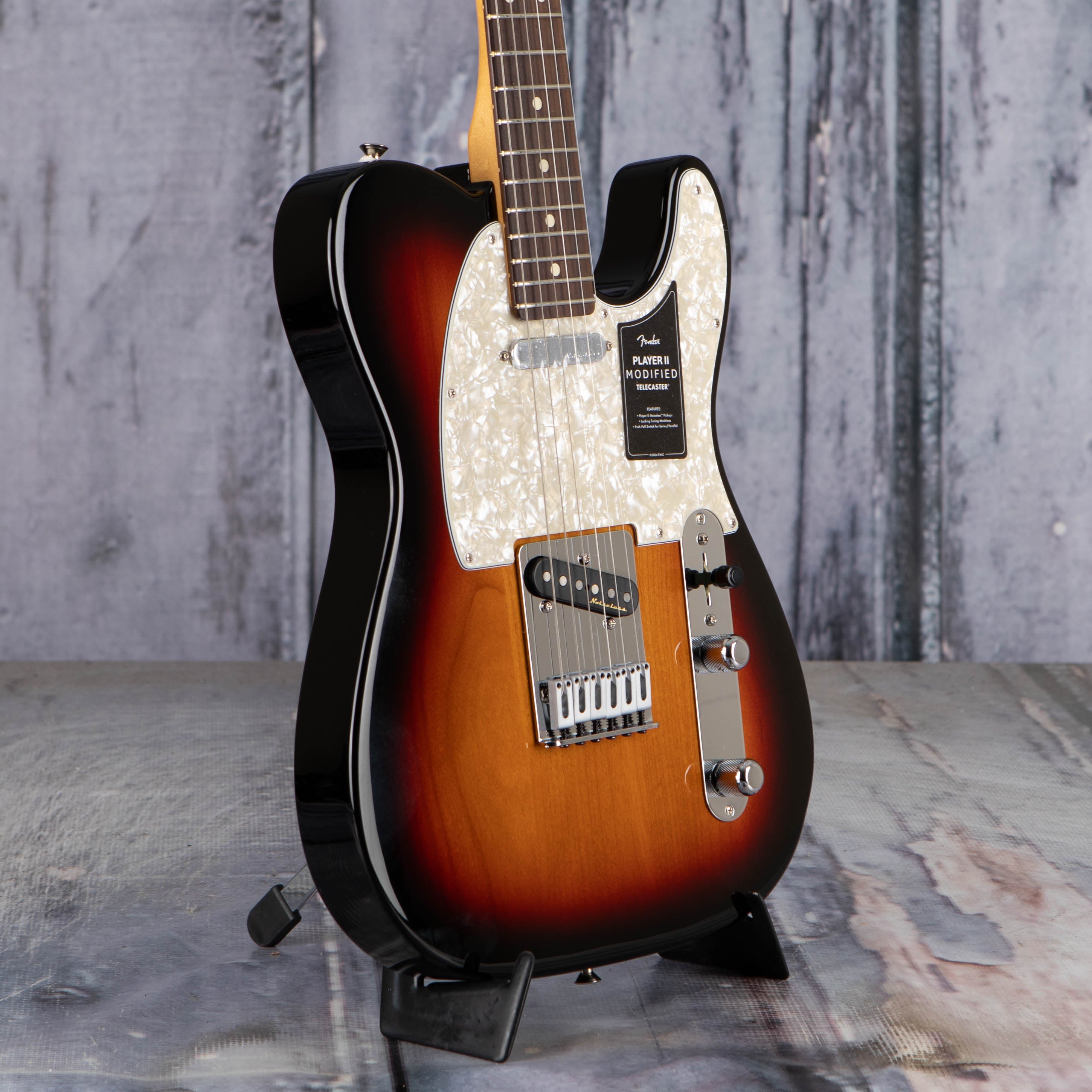 Fender Player II Modified Telecaster Electric Guitar, 3 Tone Sunburst, angle