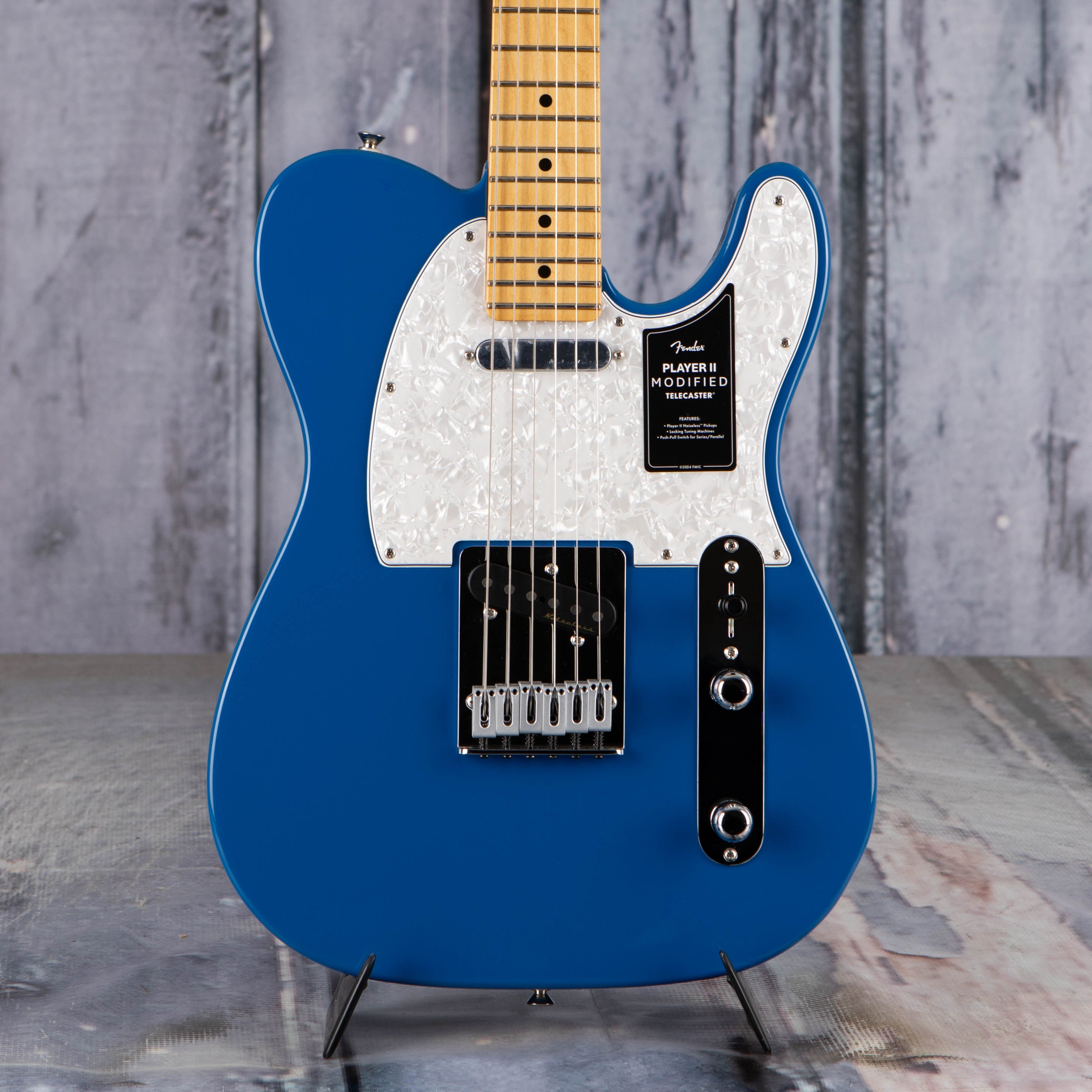 Fender Player II Modified Telecaster Electric Guitar, Electric Blue, front closeup