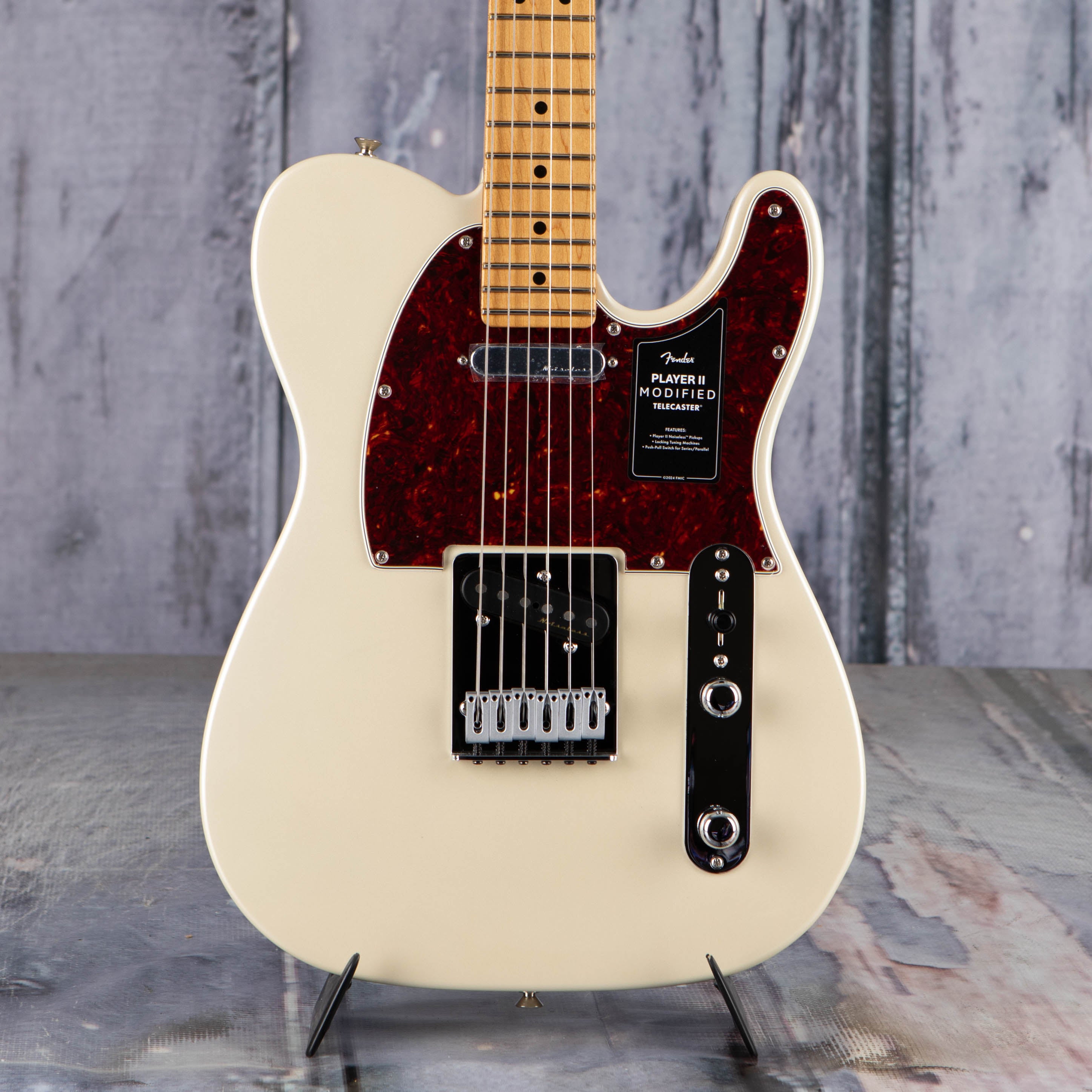 Fender Player II Modified Telecaster Electric Guitar, Olympic Pearl, front closeup