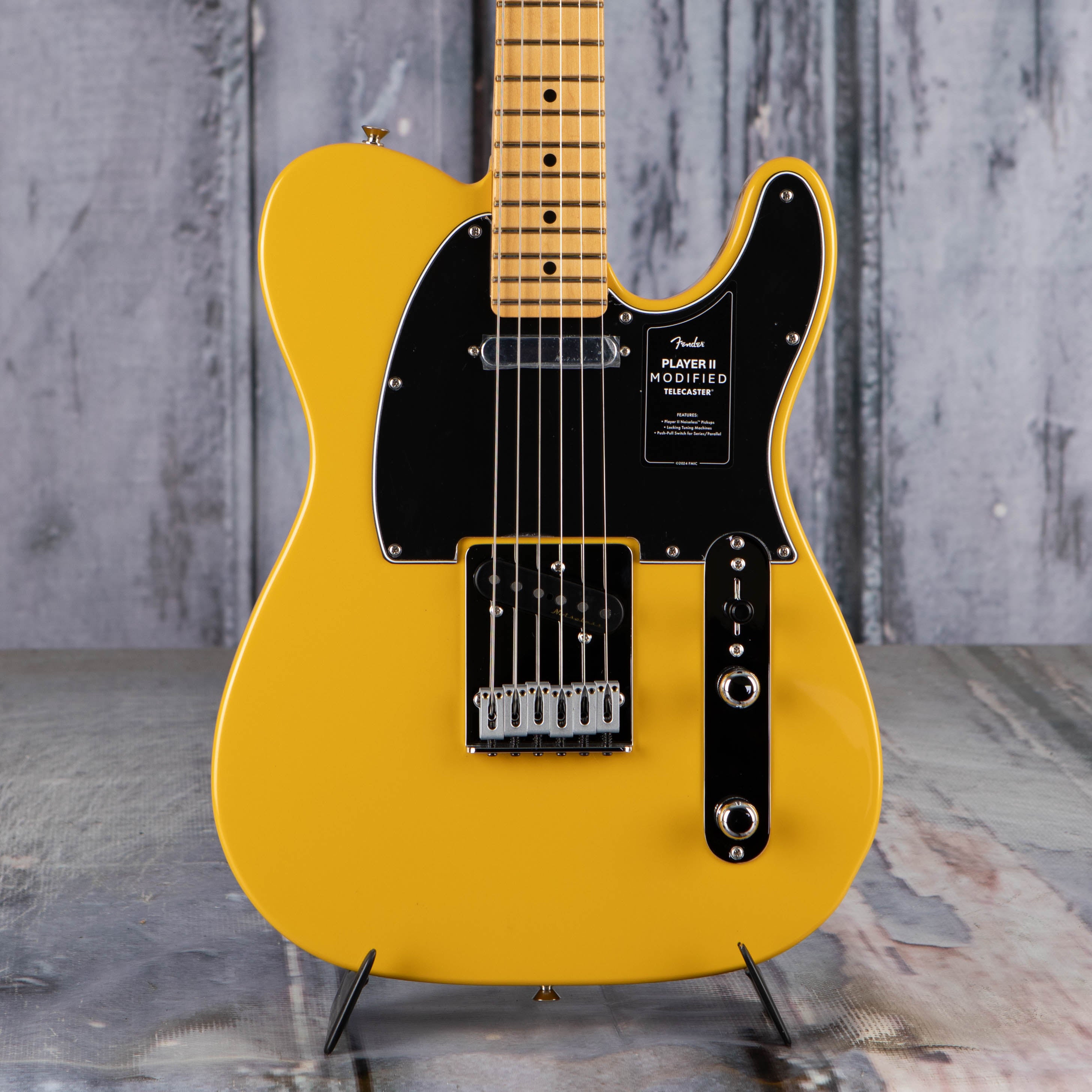 Fender Player II Modified Telecaster Electric Guitar, Sunshine Yellow, front closeup