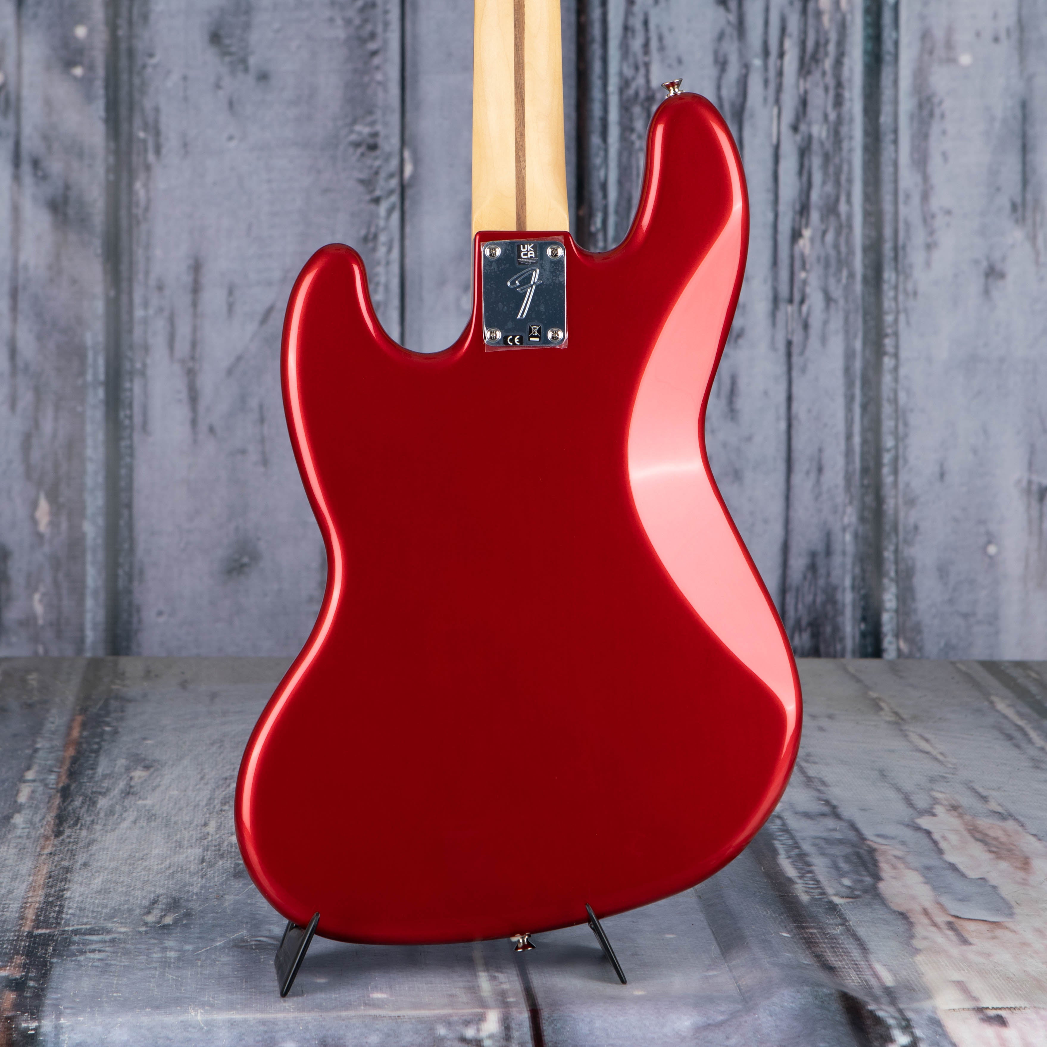 Fender Player Jazz Bass Guitar, Candy Apple Red, back closeup