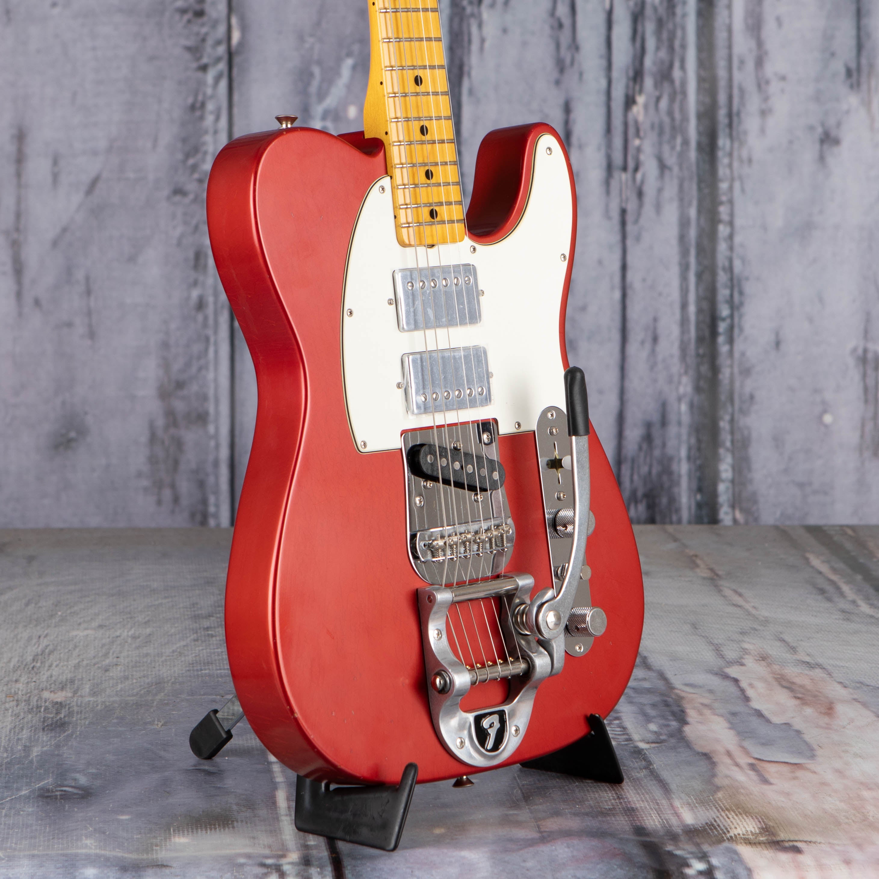 Fender Stories Collection Mike Campbell Red Dog Telecaster Electric Guitar, Big Dog Red, angle