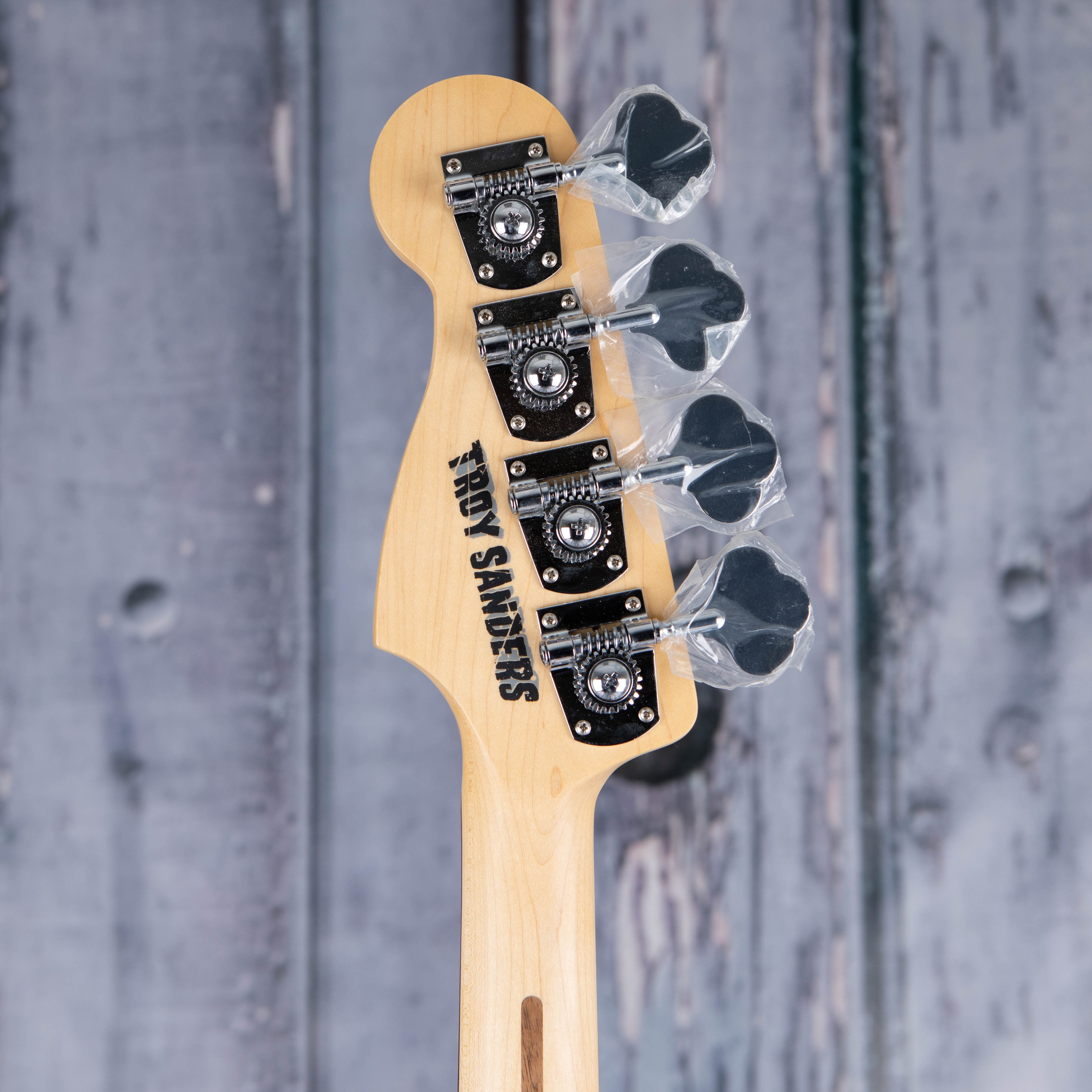 Fender Troy Sanders Precision Bass Guitar, Silverburst, back headstock