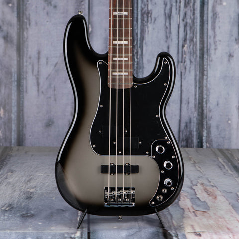Fender Troy Sanders Precision Bass Guitar, Silverburst, front closeup