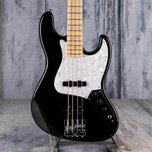 Fender U.S.A. Geddy Lee Jazz Bass Guitar, Black, front closeup