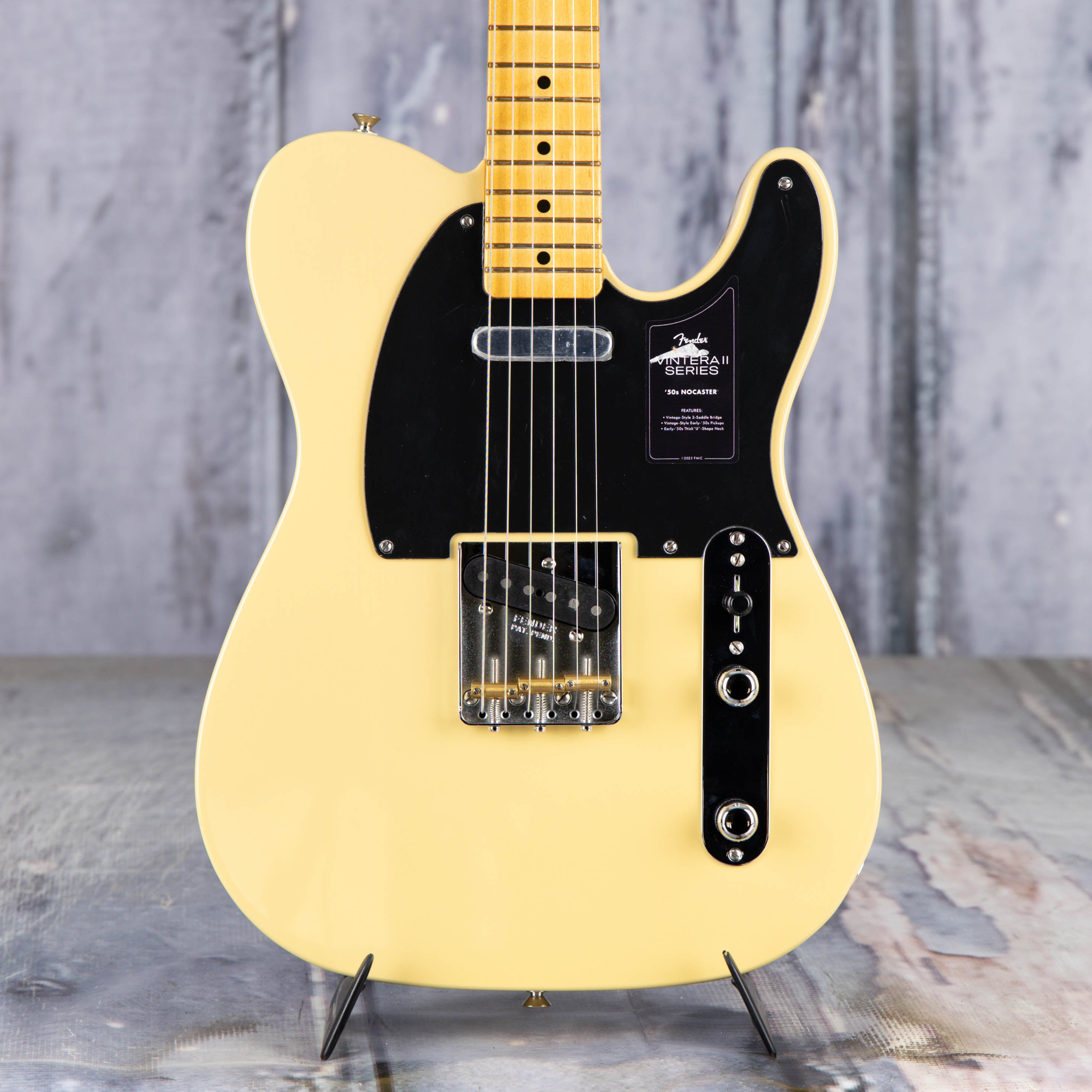 Fender Vintera II '50s Nocaster Electric Guitar, Blackguard Blonde, front closeup