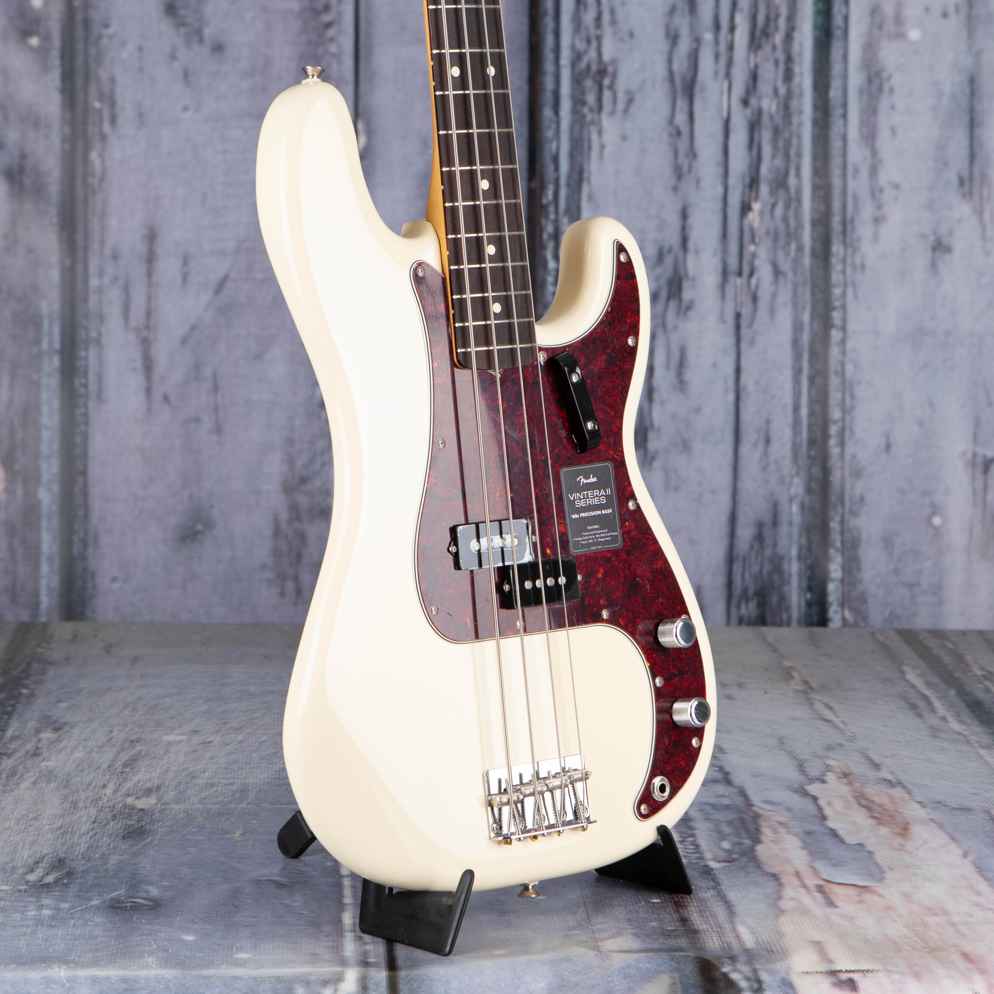 Fender Vintera II '60s Precision Bass Guitar, Olympic White, angle
