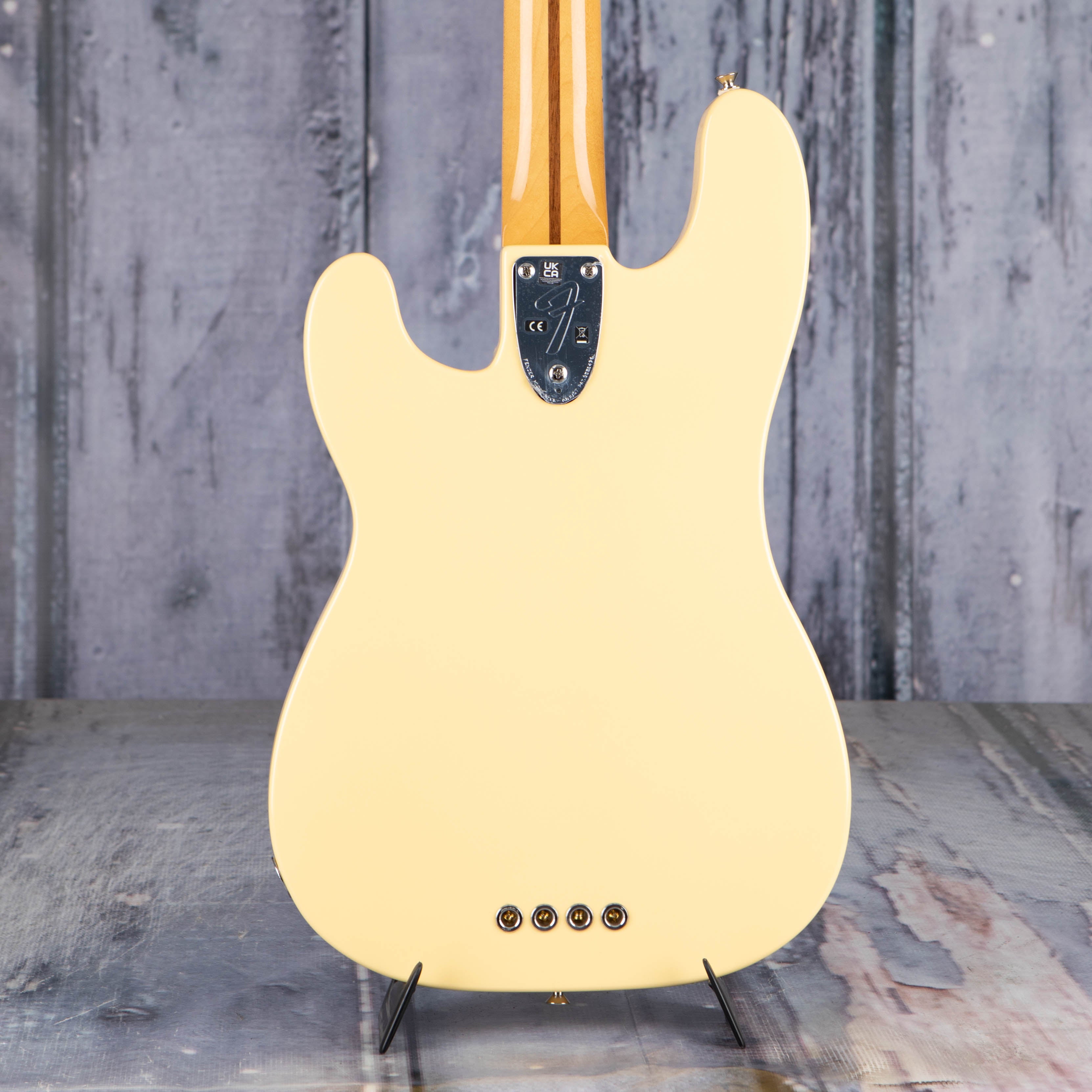 Fender Vintera II '70s Telecaster Bass Guitar, Vintage White, back closeup