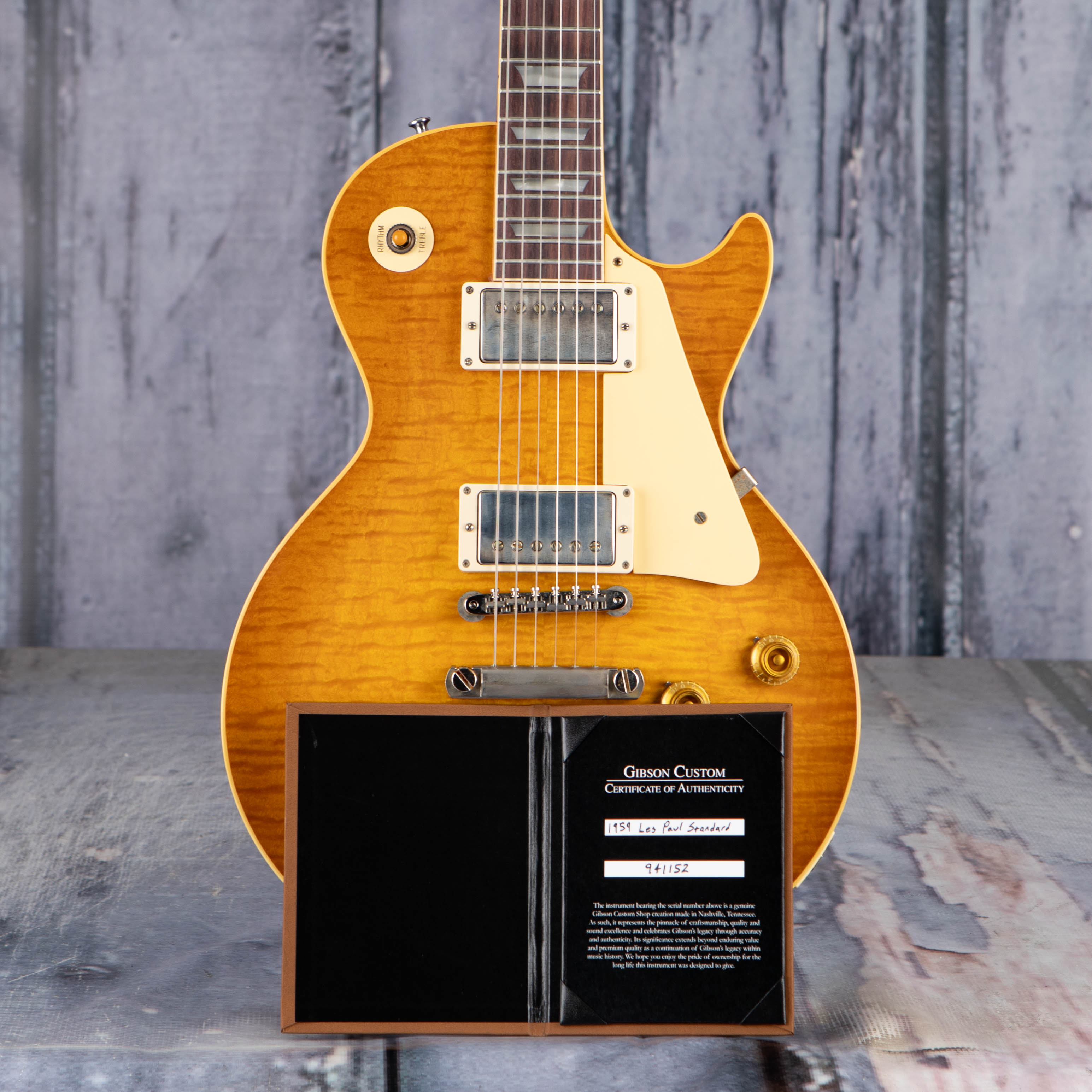Gibson Custom Shop 1959 Les Paul Standard Reissue Electric Guitar, Dirty Lemon, coa