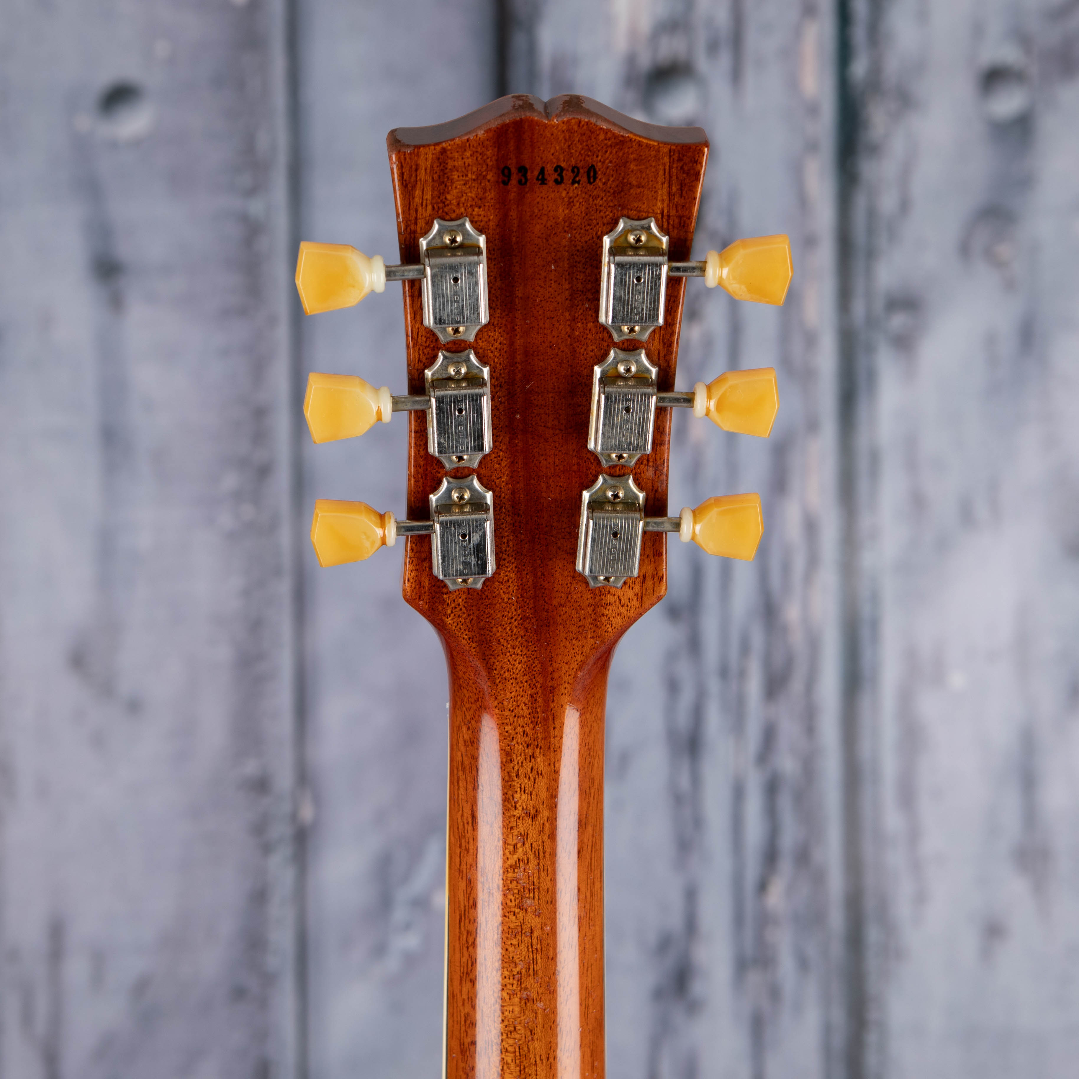Gibson Custom Shop 1959 Les Paul Standard Reissue Murphy Lab Heavy Aged Electric Guitar, Green Lemon Fade, back headstock