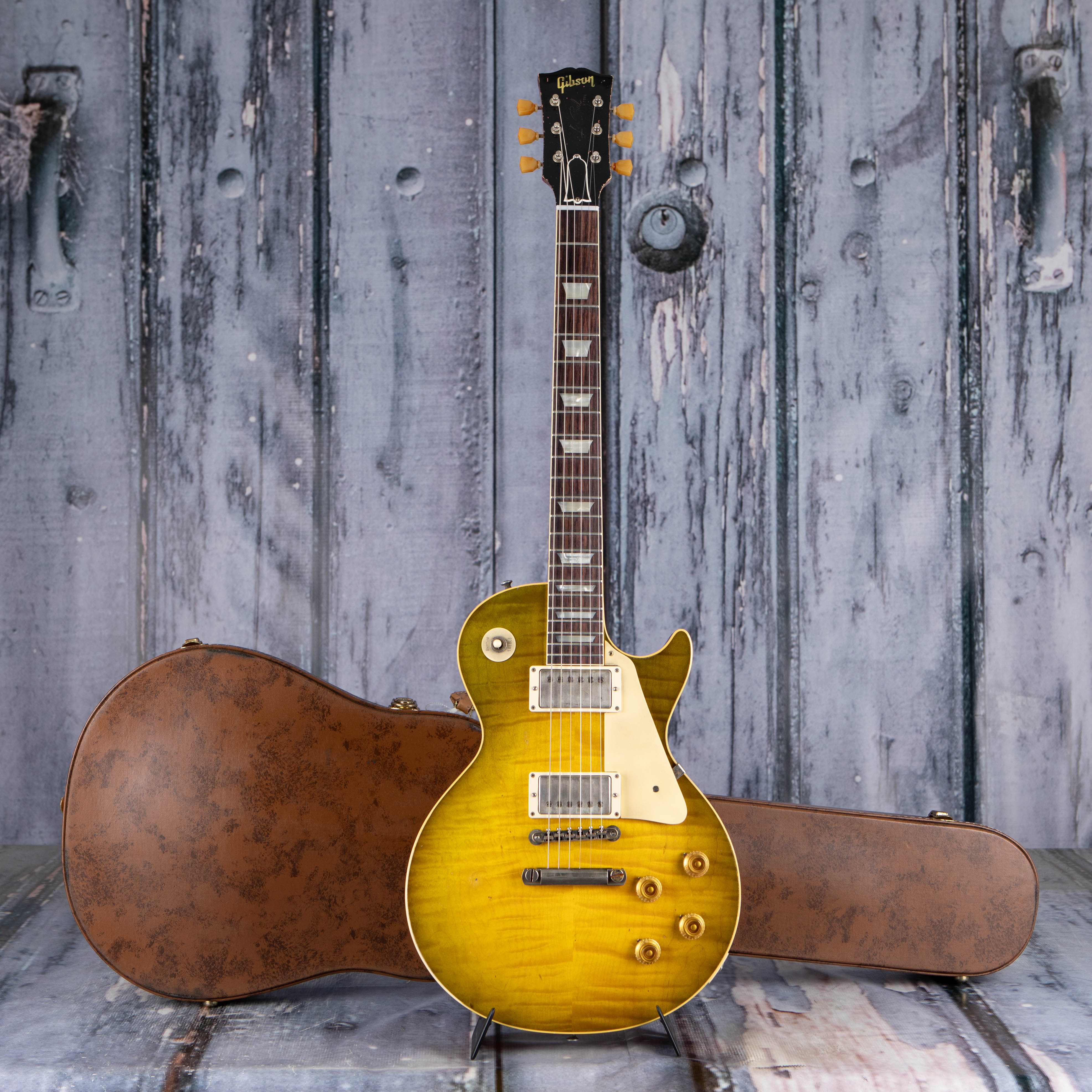 Gibson Custom Shop 1959 Les Paul Standard Reissue Murphy Lab Heavy Aged Electric Guitar, Green Lemon Fade, case