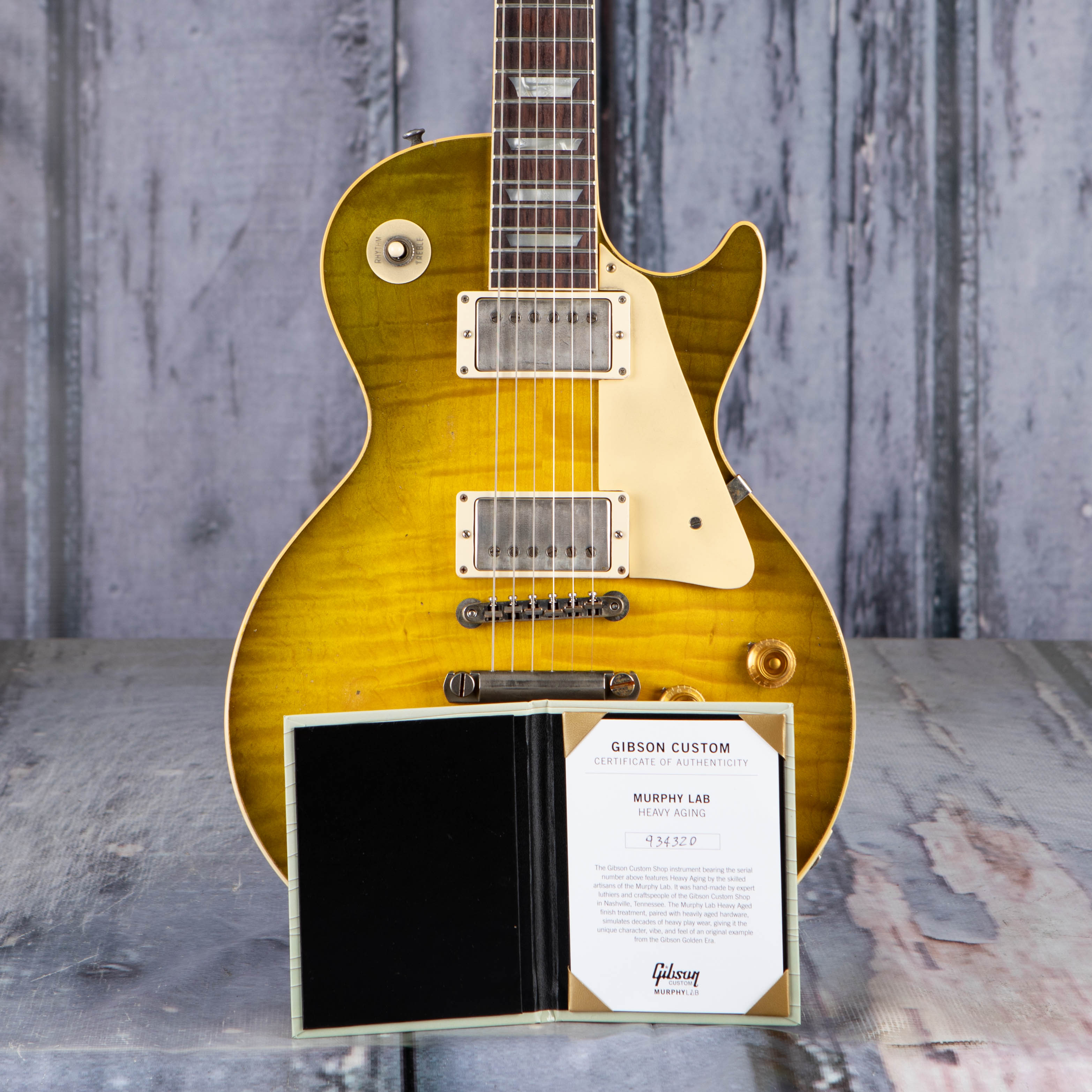 Gibson Custom Shop 1959 Les Paul Standard Reissue Murphy Lab Heavy Aged Electric Guitar, Green Lemon Fade, coa